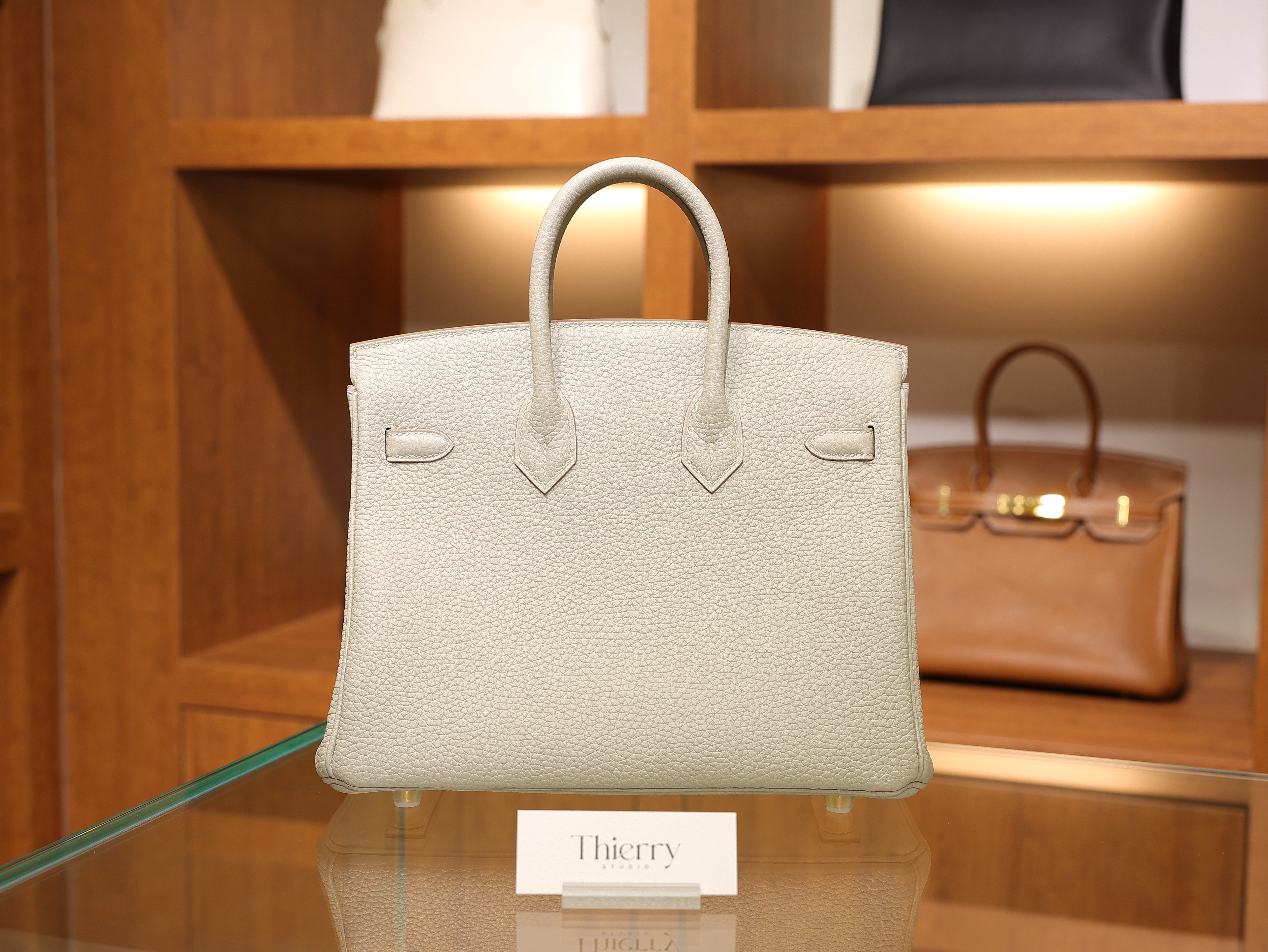 Birkin 25 clemence gris pale GHW