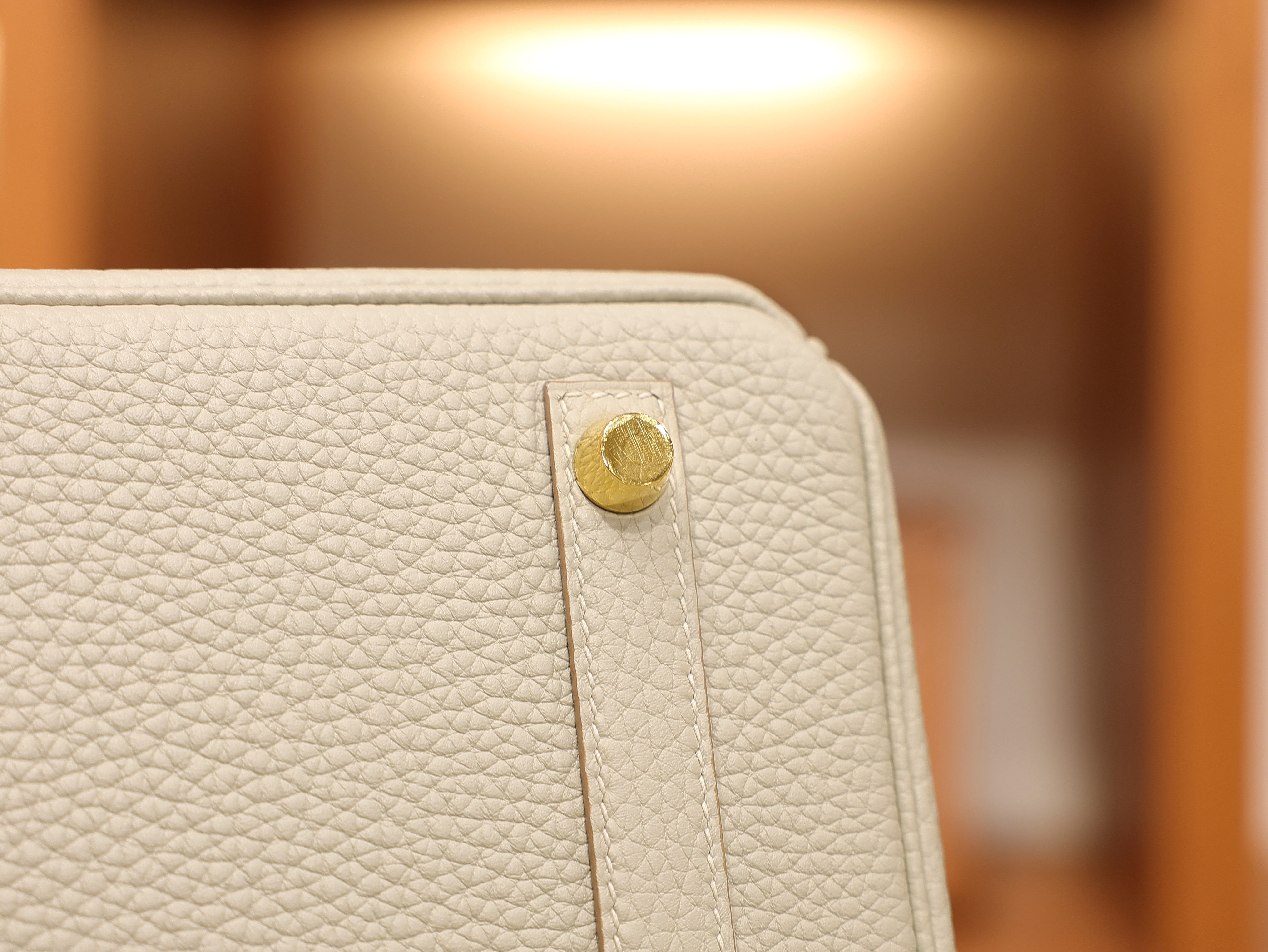 Birkin 25 clemence gris pale GHW