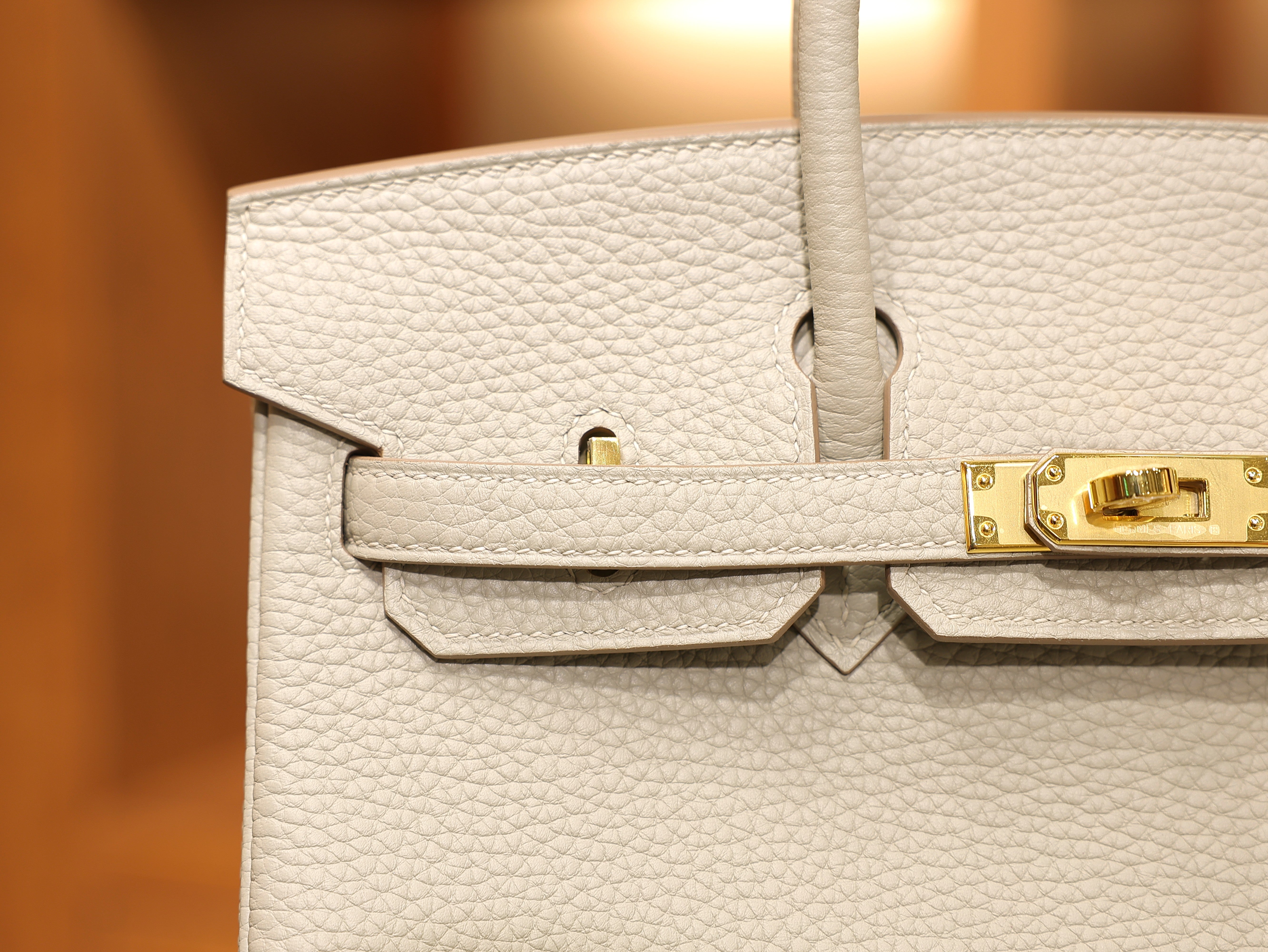Birkin 25 clemence gris pale GHW