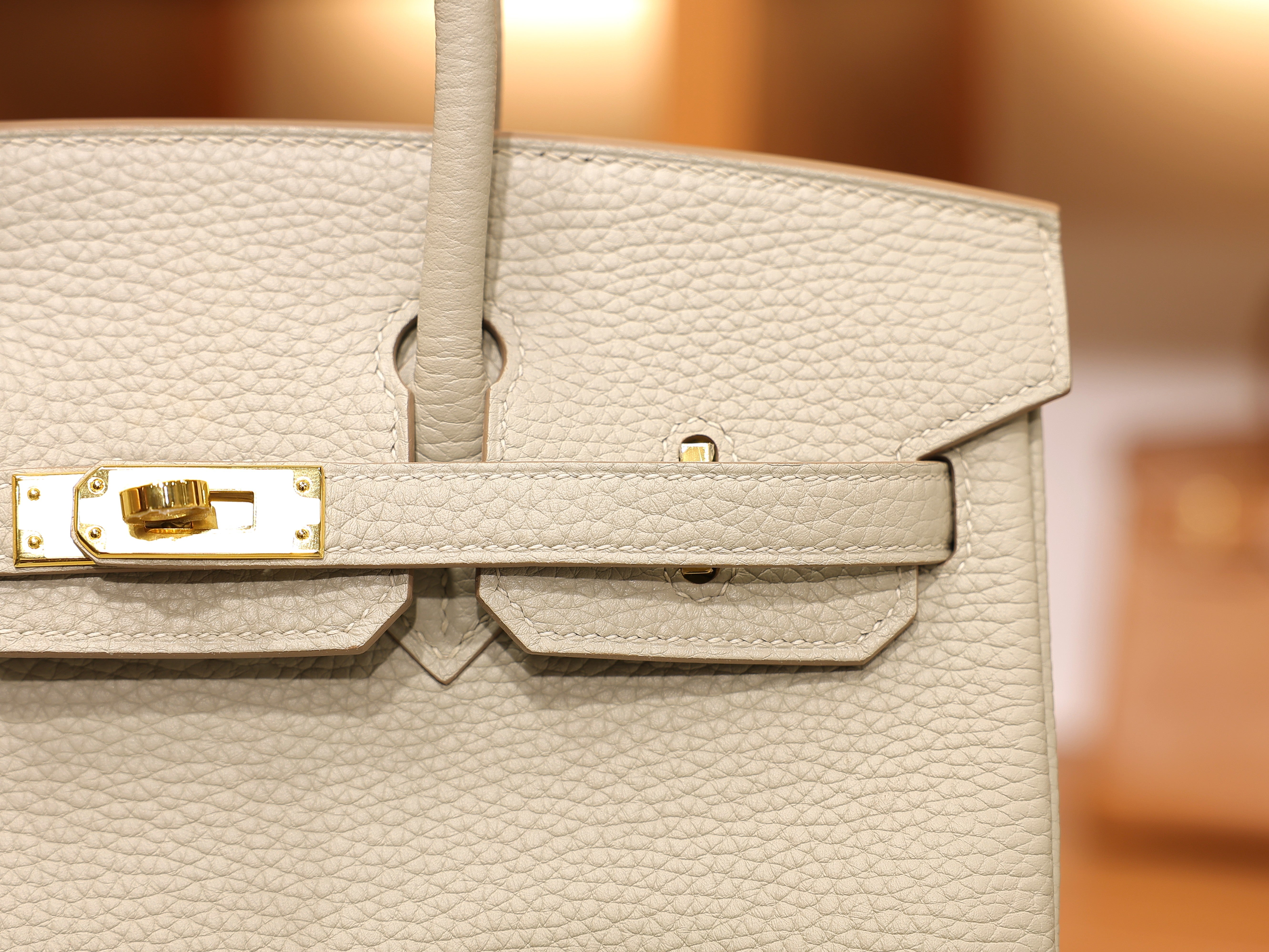 Birkin 25 clemence gris pale GHW