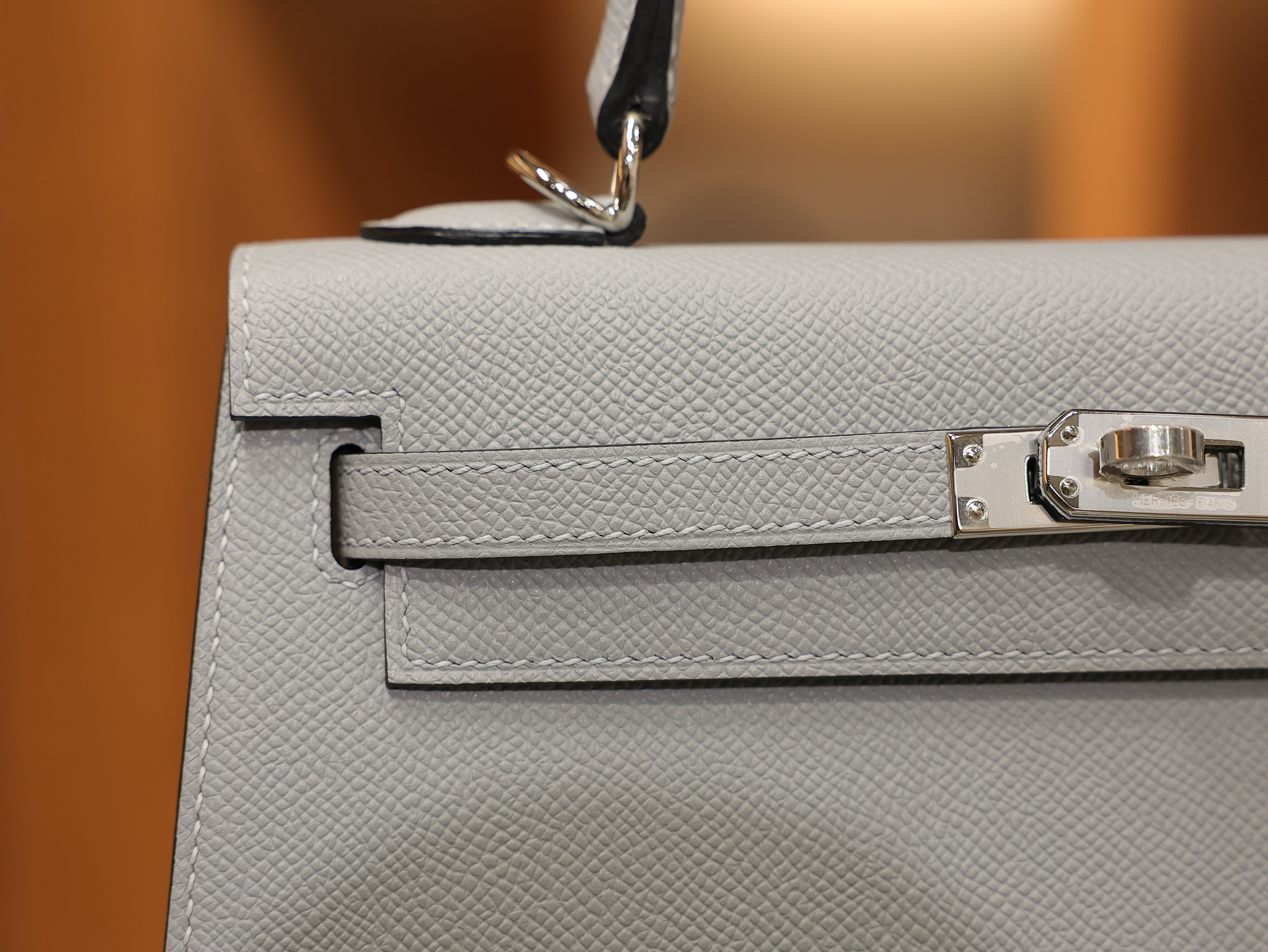 Kelly 25 epsom gris pantin PHW