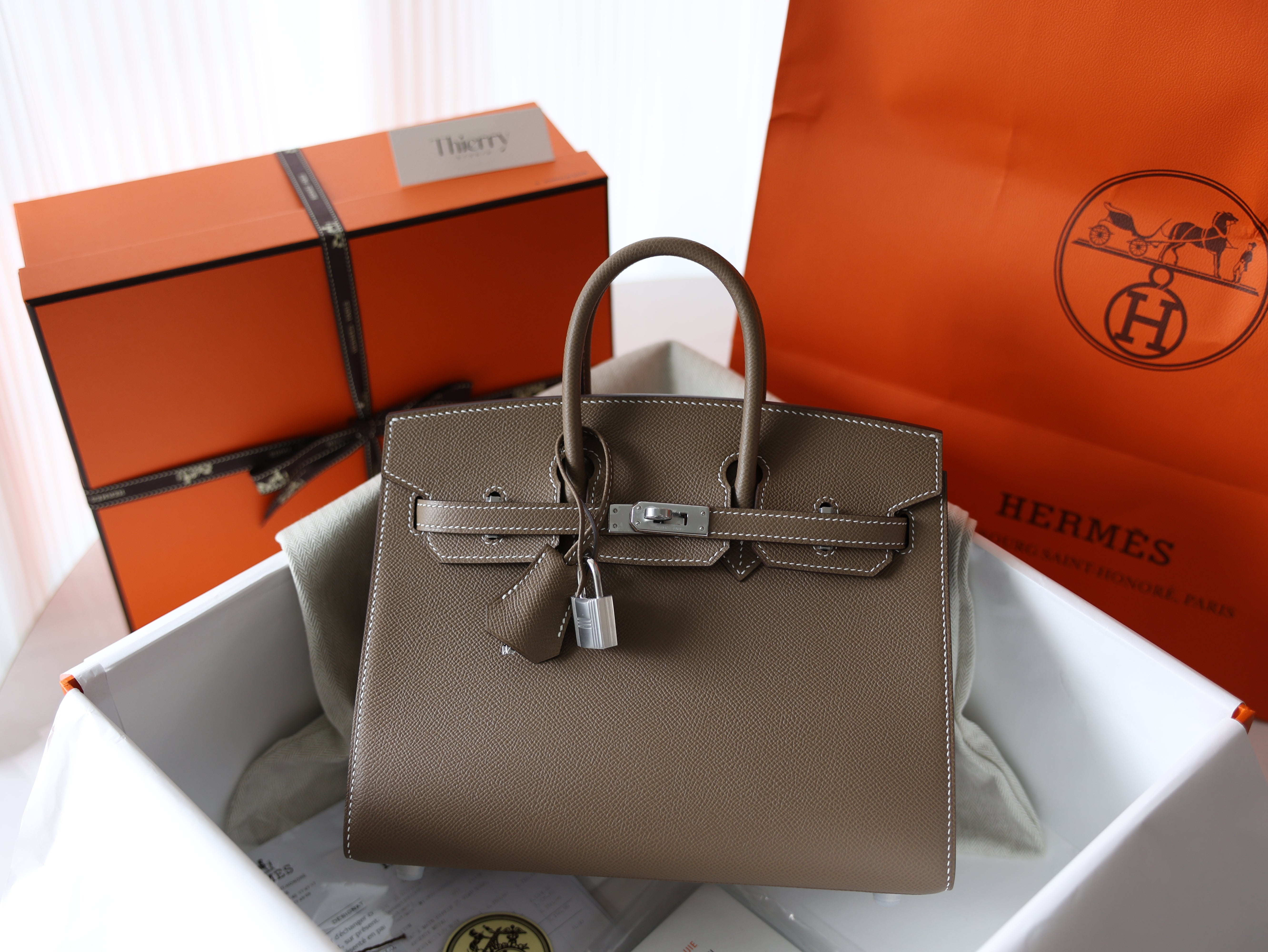 Birkin 25 epsom sellier etoupe PHW