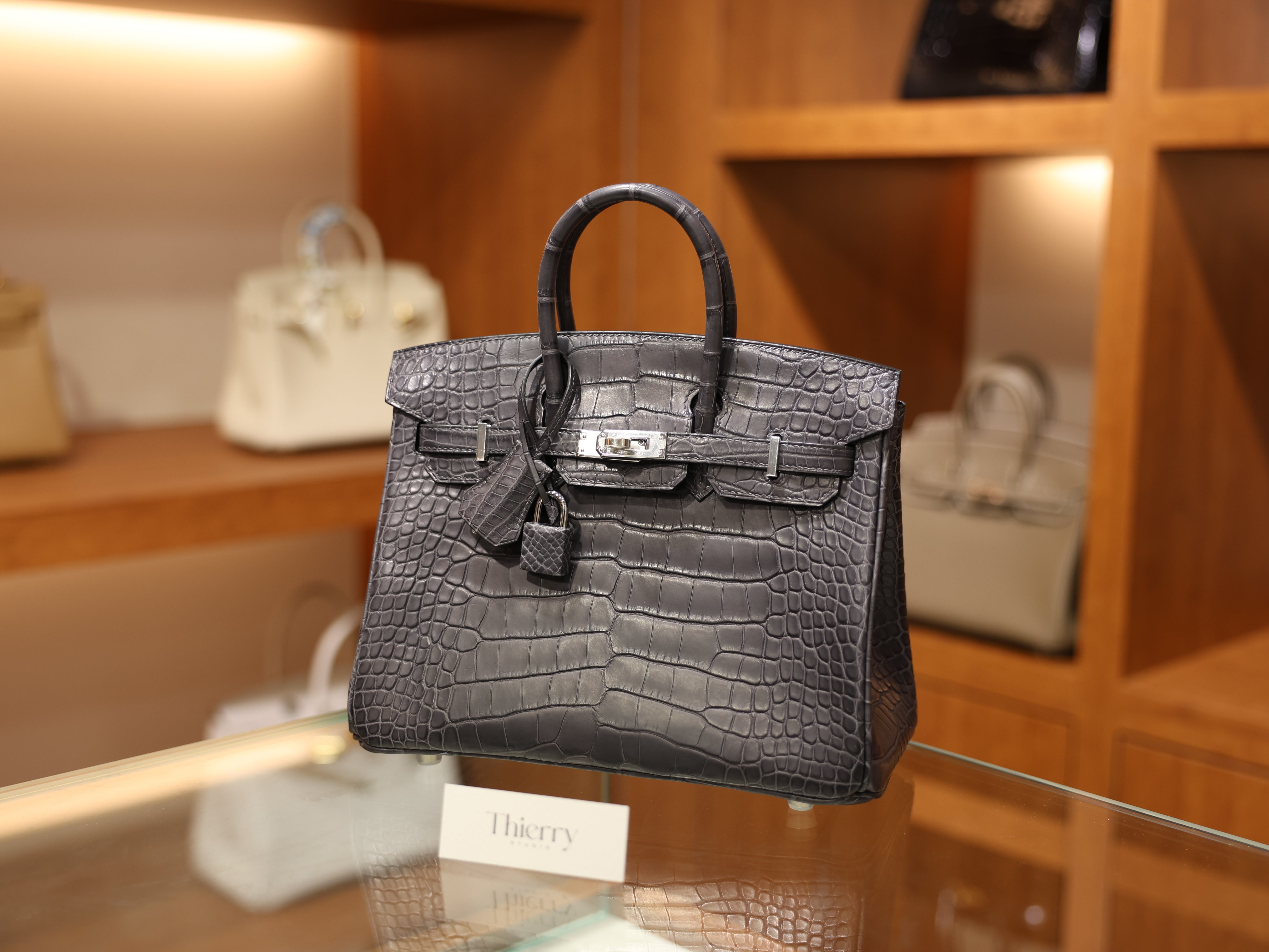 Birkin 25 matt alligator gris paris PHW