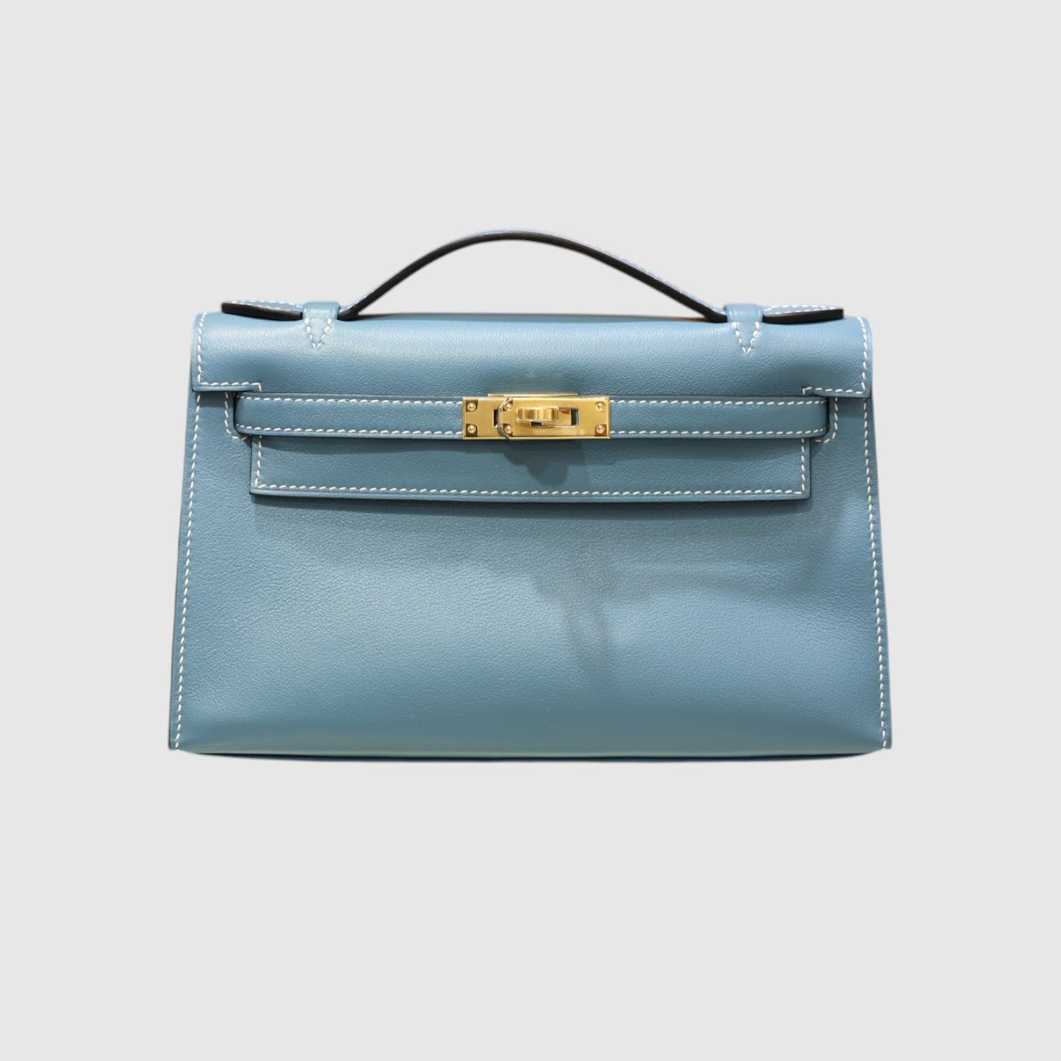 Kelly pochette swift new blue jean GHW