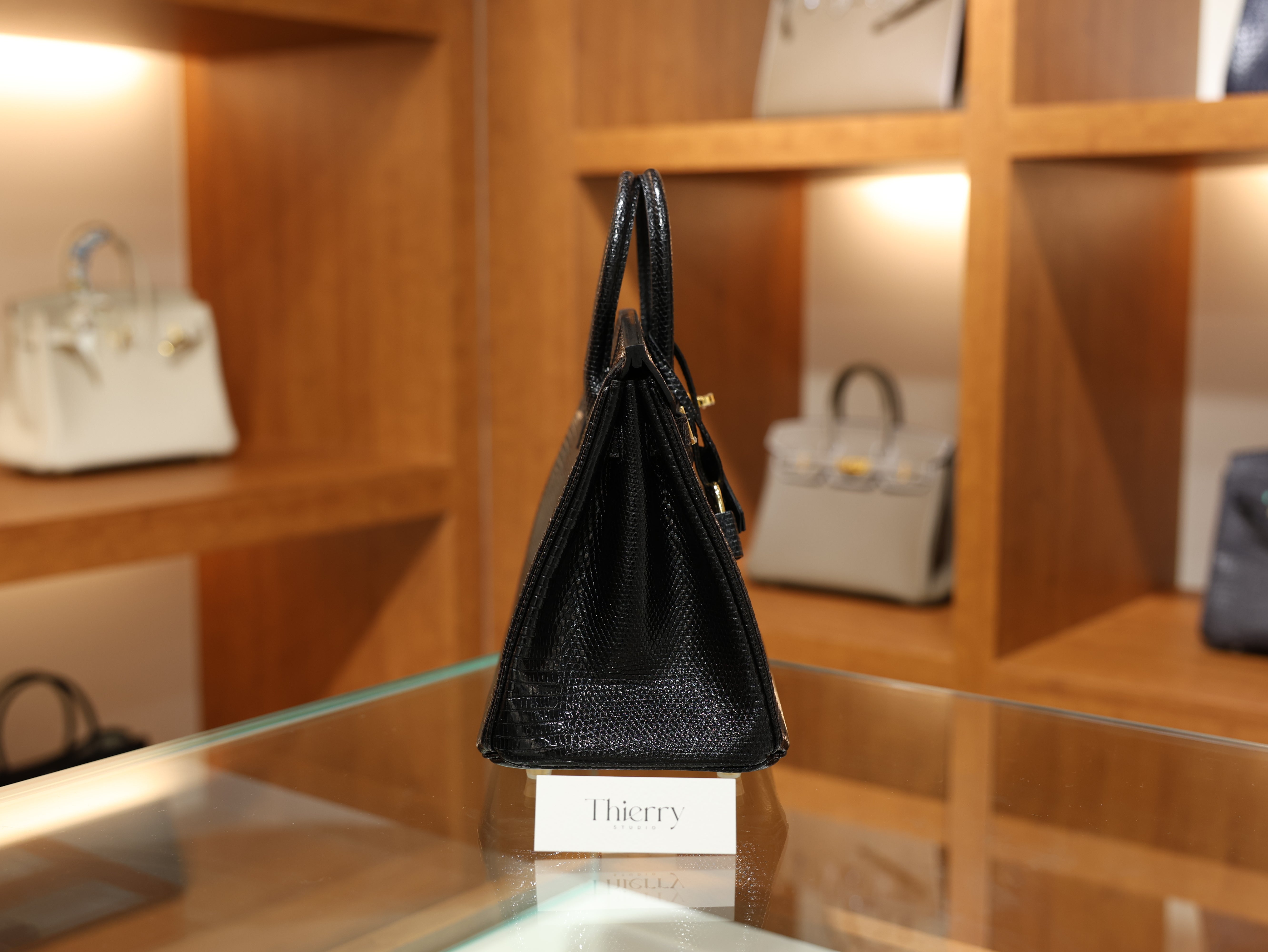 Birkin 25 lizard black GHW