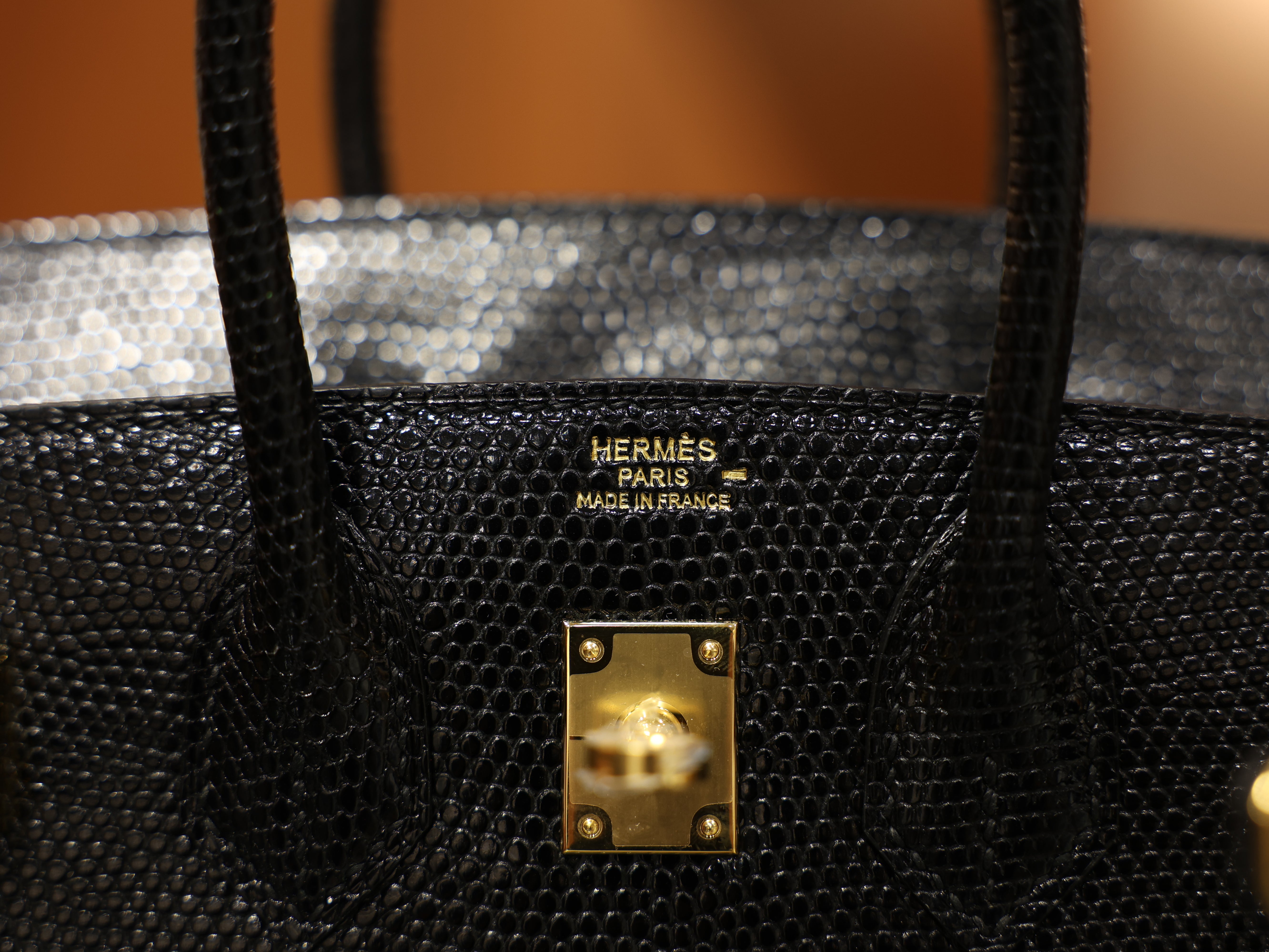Birkin 25 lizard black GHW