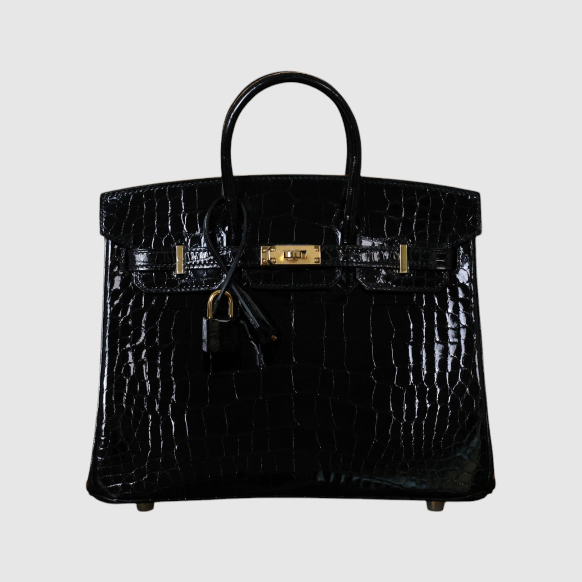 Birkin 25 alligator shiny black GHW