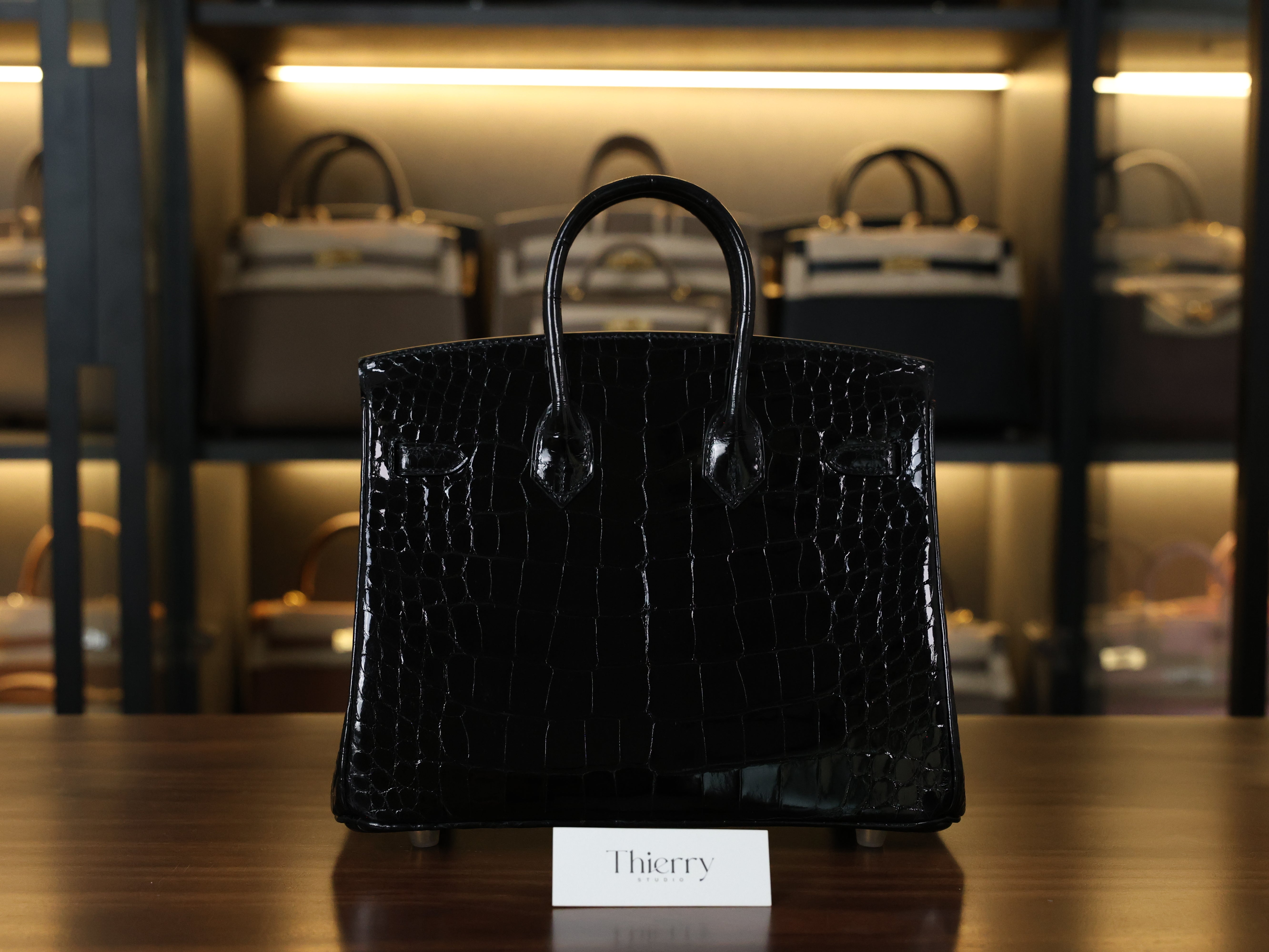 Birkin 25 alligator shiny black GHW