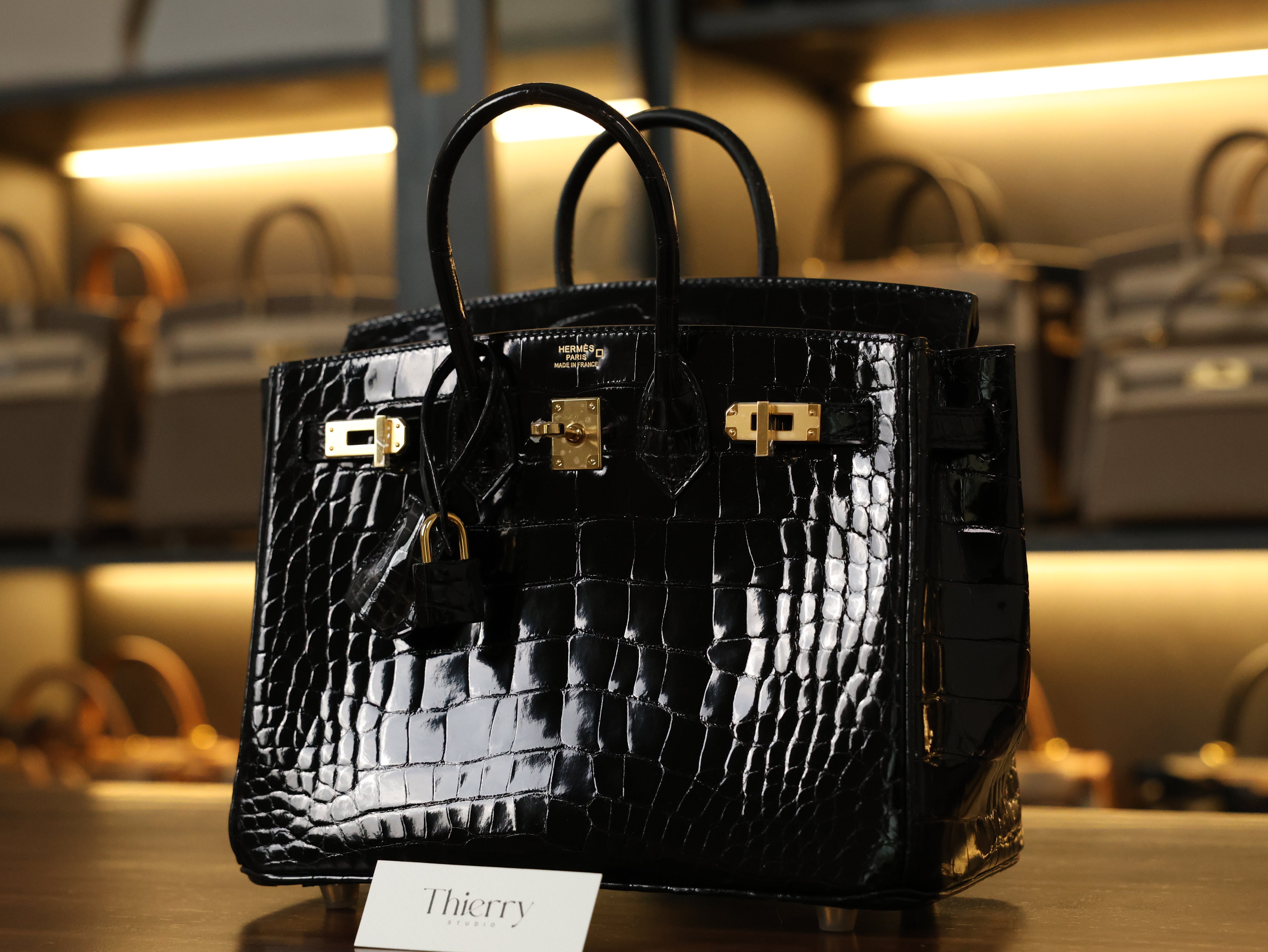 Birkin 25 alligator shiny black GHW