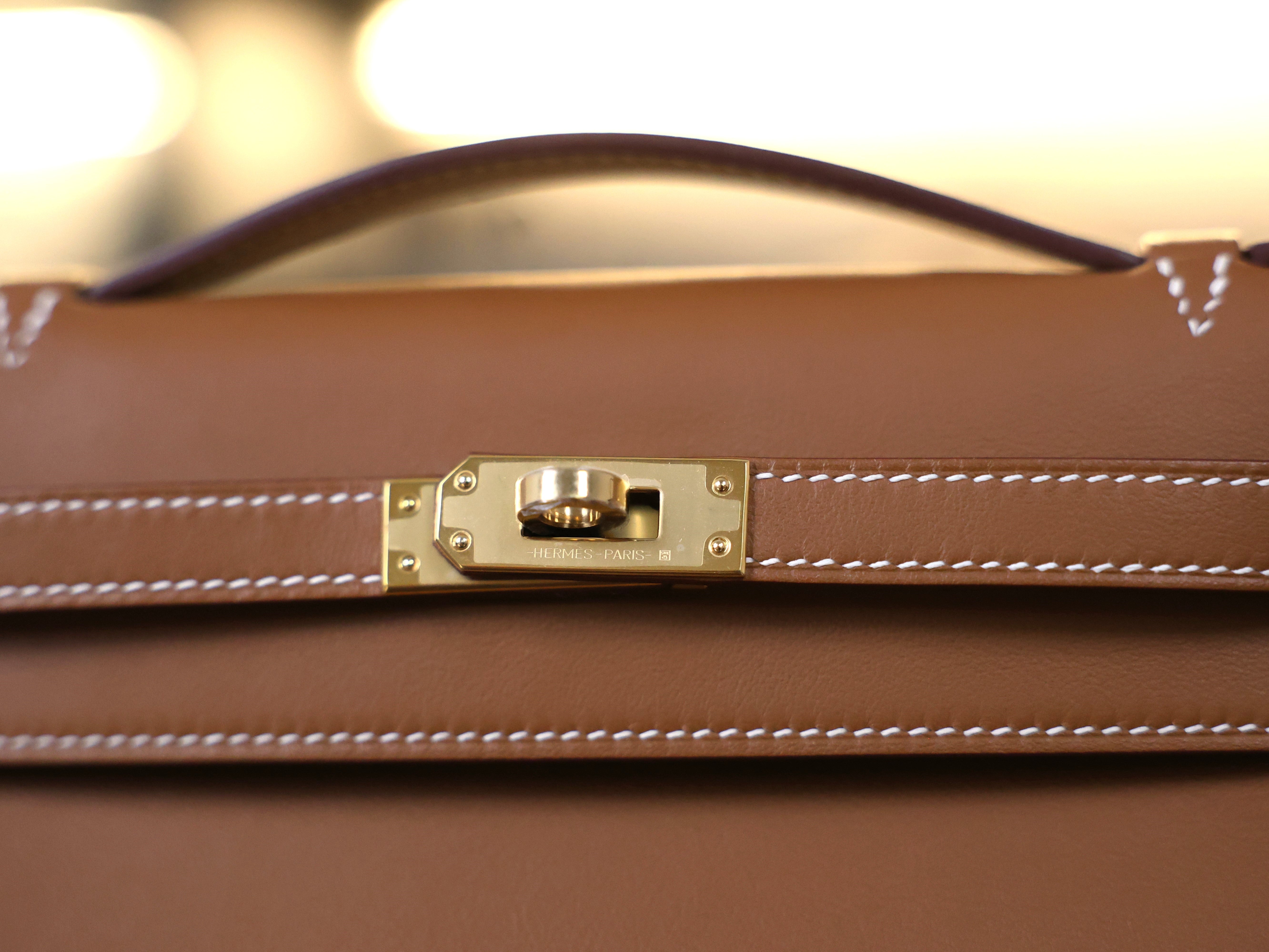 Kelly pochette swift gold GHW