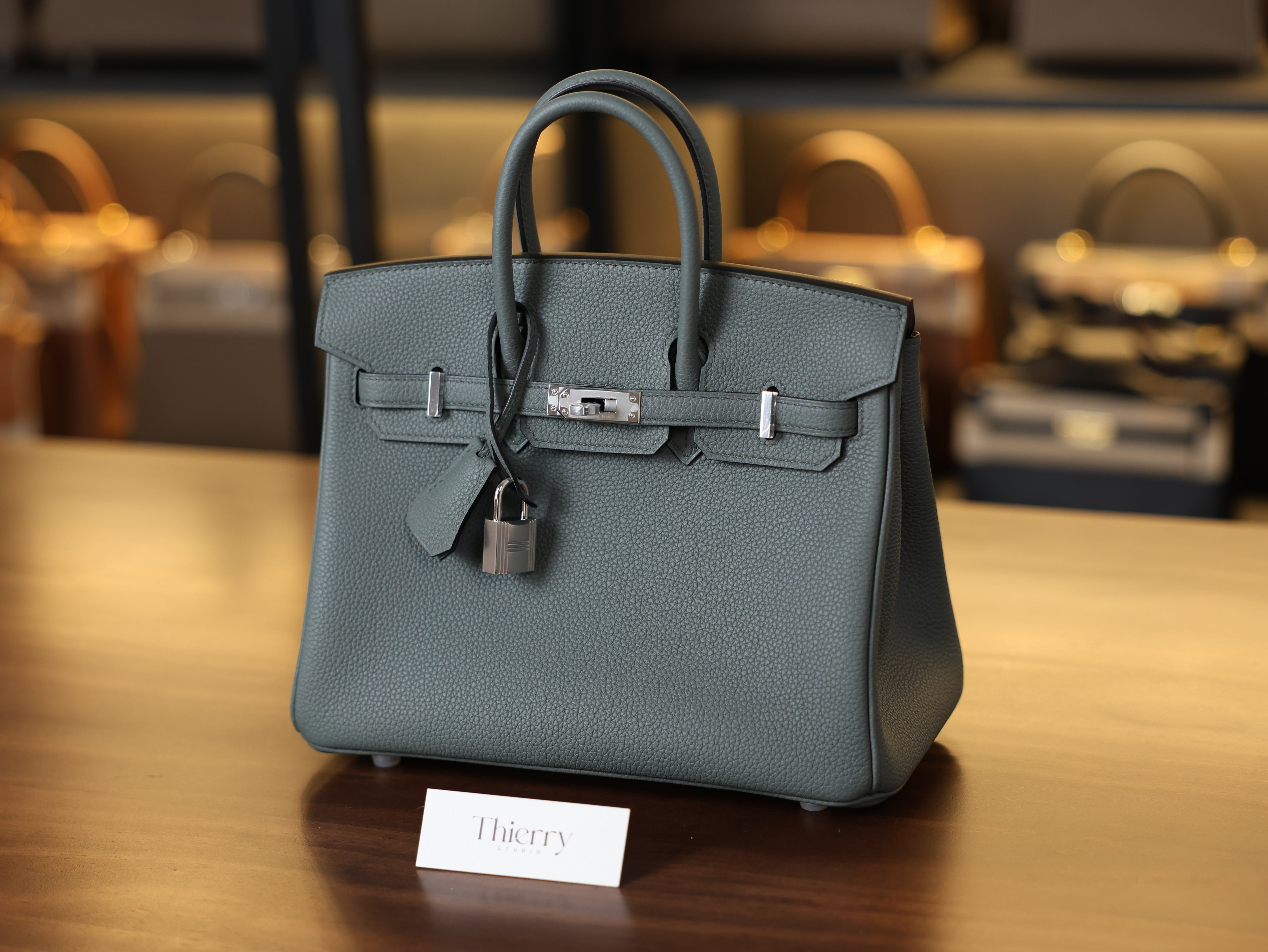 Birkin 25 togo vert amande PHW