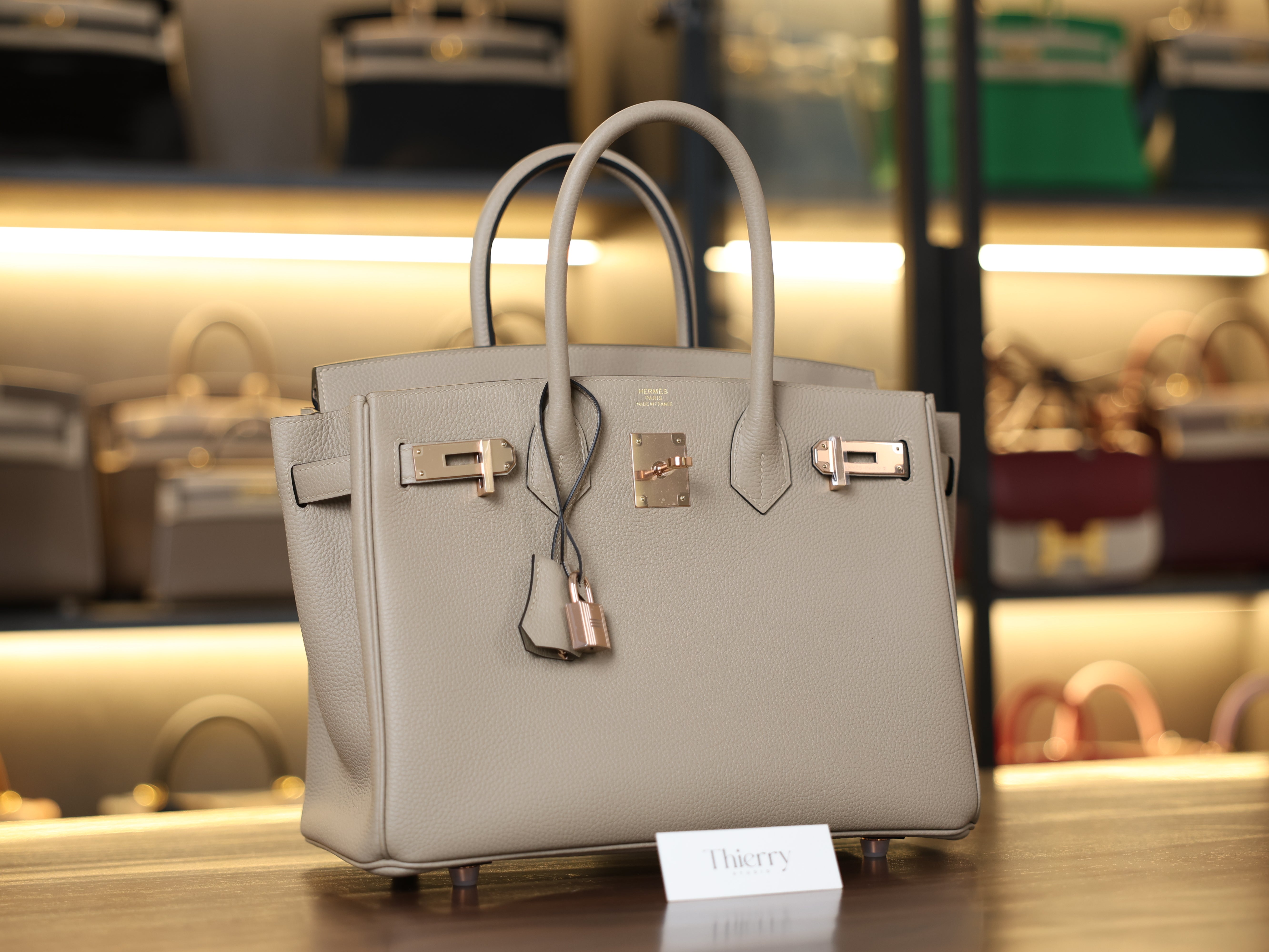 Birkin 30 togo gris tourterelle RGHW