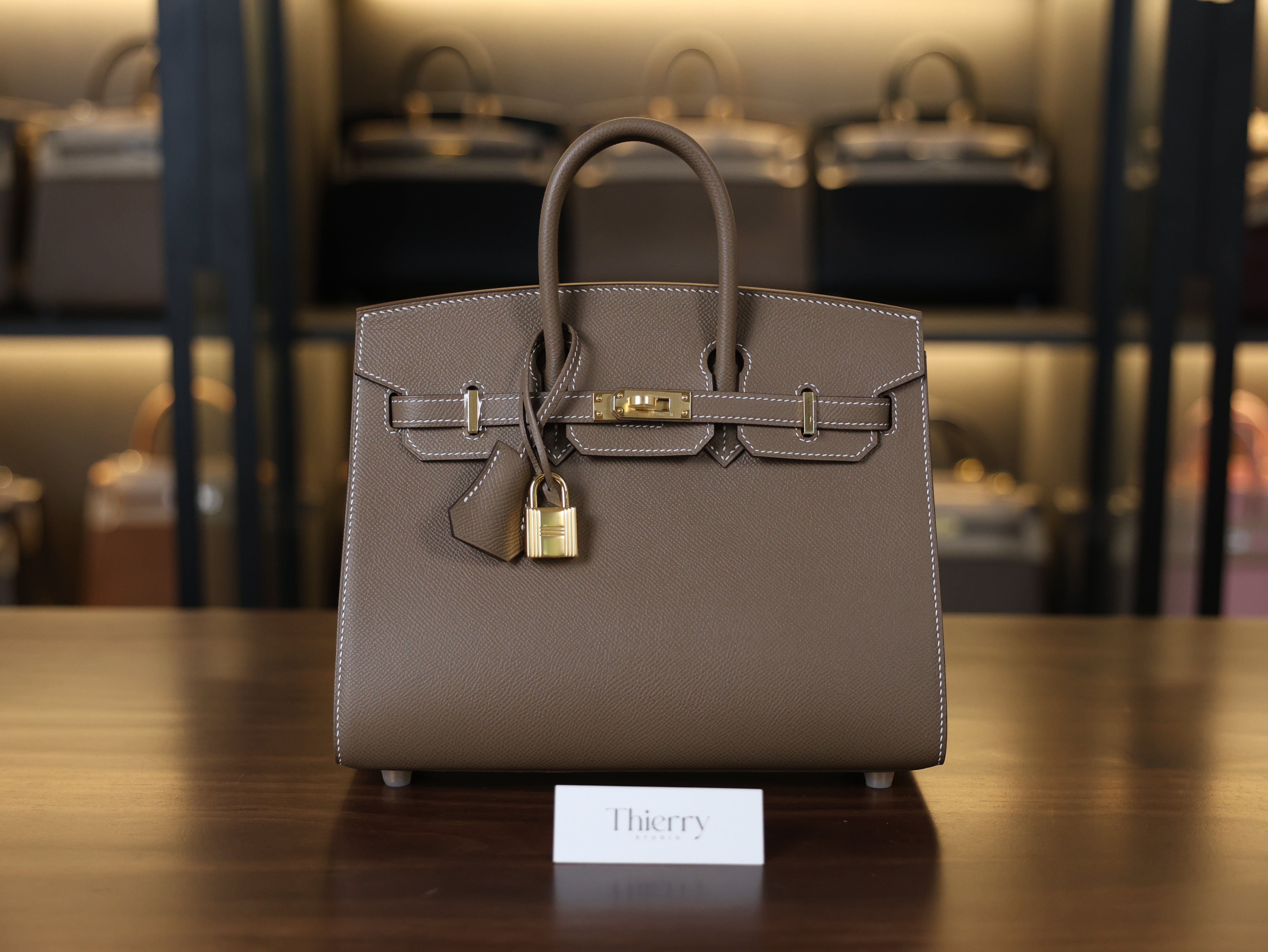 Birkin 25 epsom sellier etoupe GHW