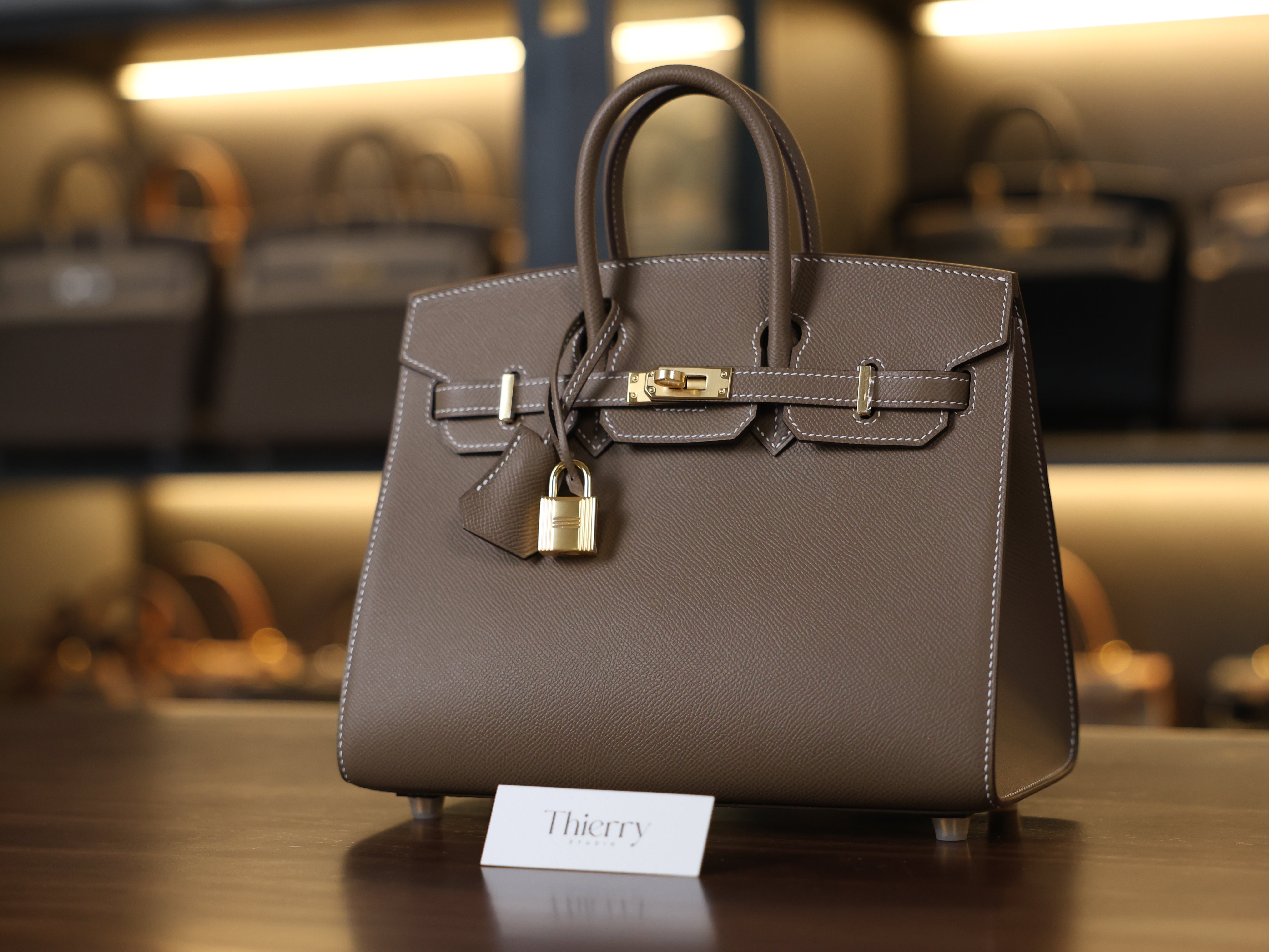 Birkin 25 epsom sellier etoupe GHW