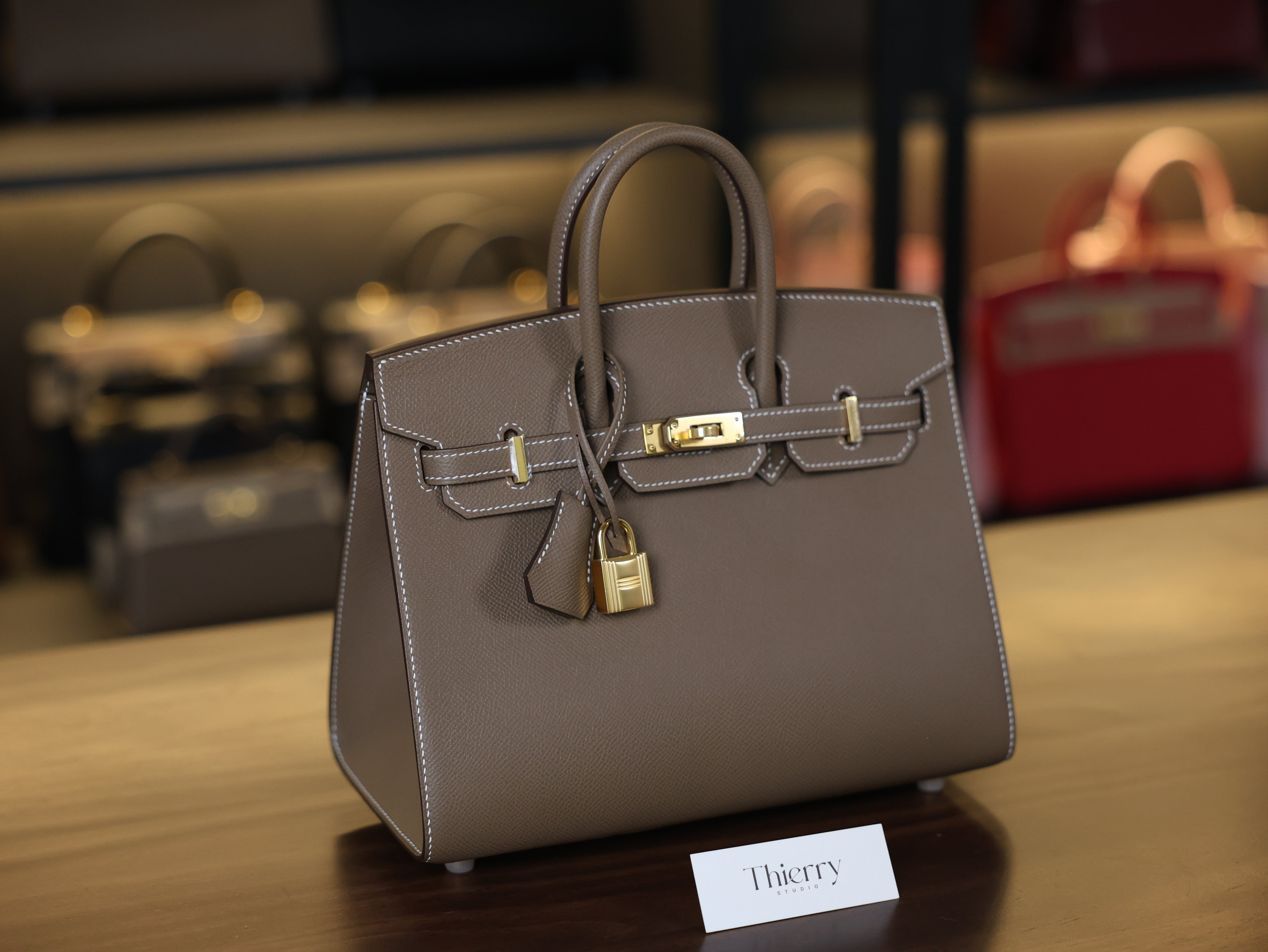 Birkin 25 epsom sellier etoupe GHW