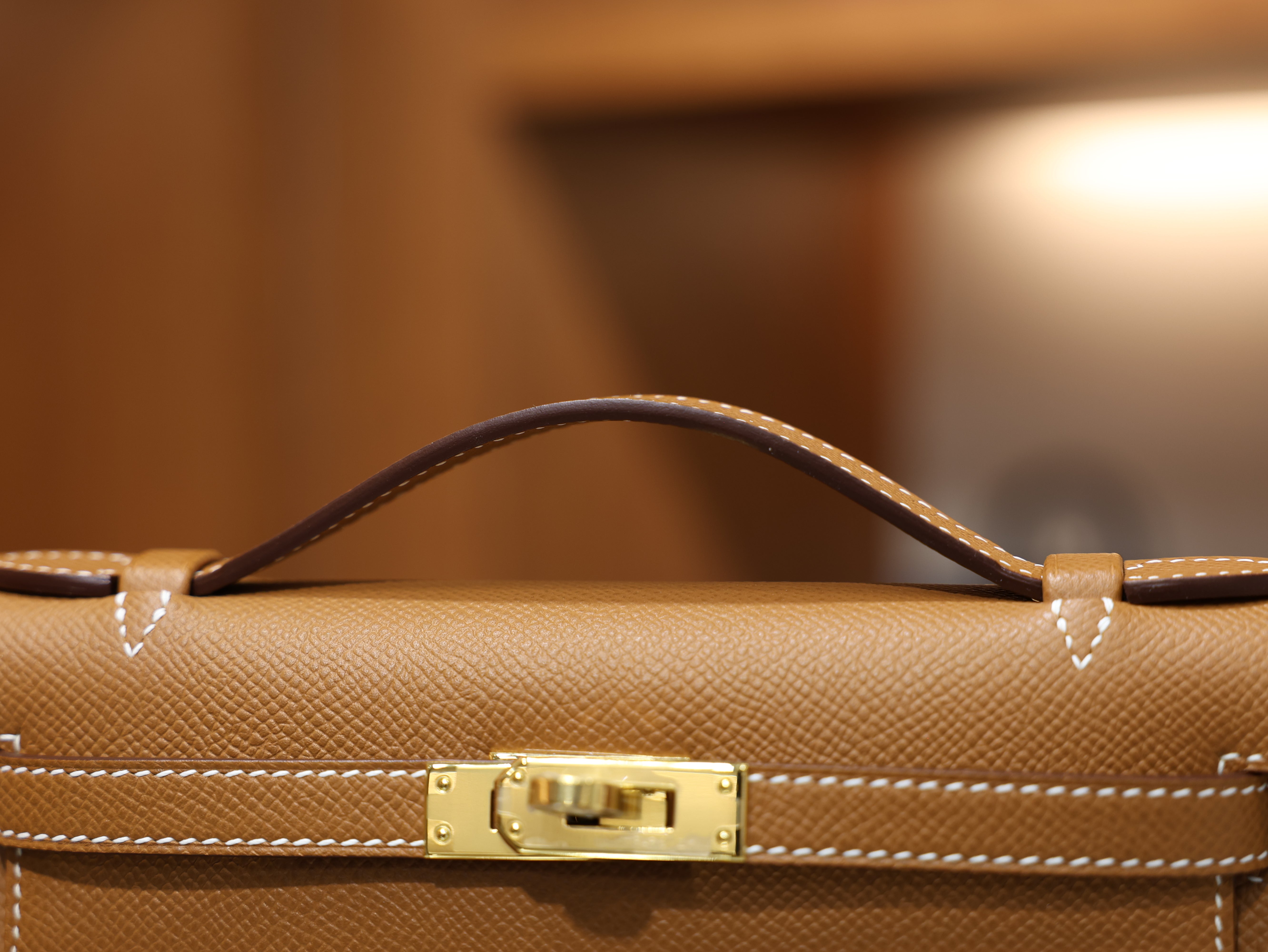 Kelly pochette epsom gold GHW