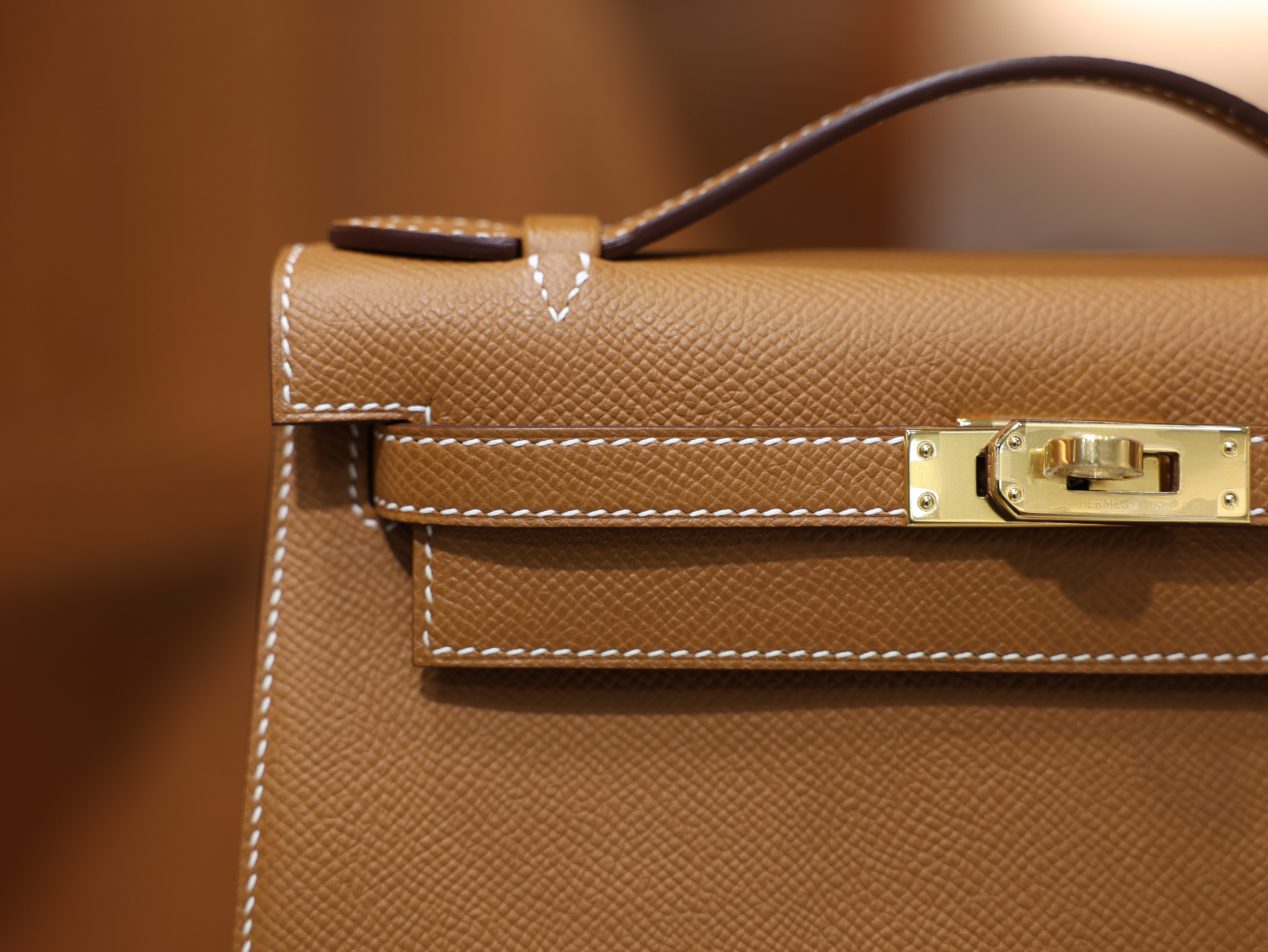 Kelly pochette epsom gold GHW