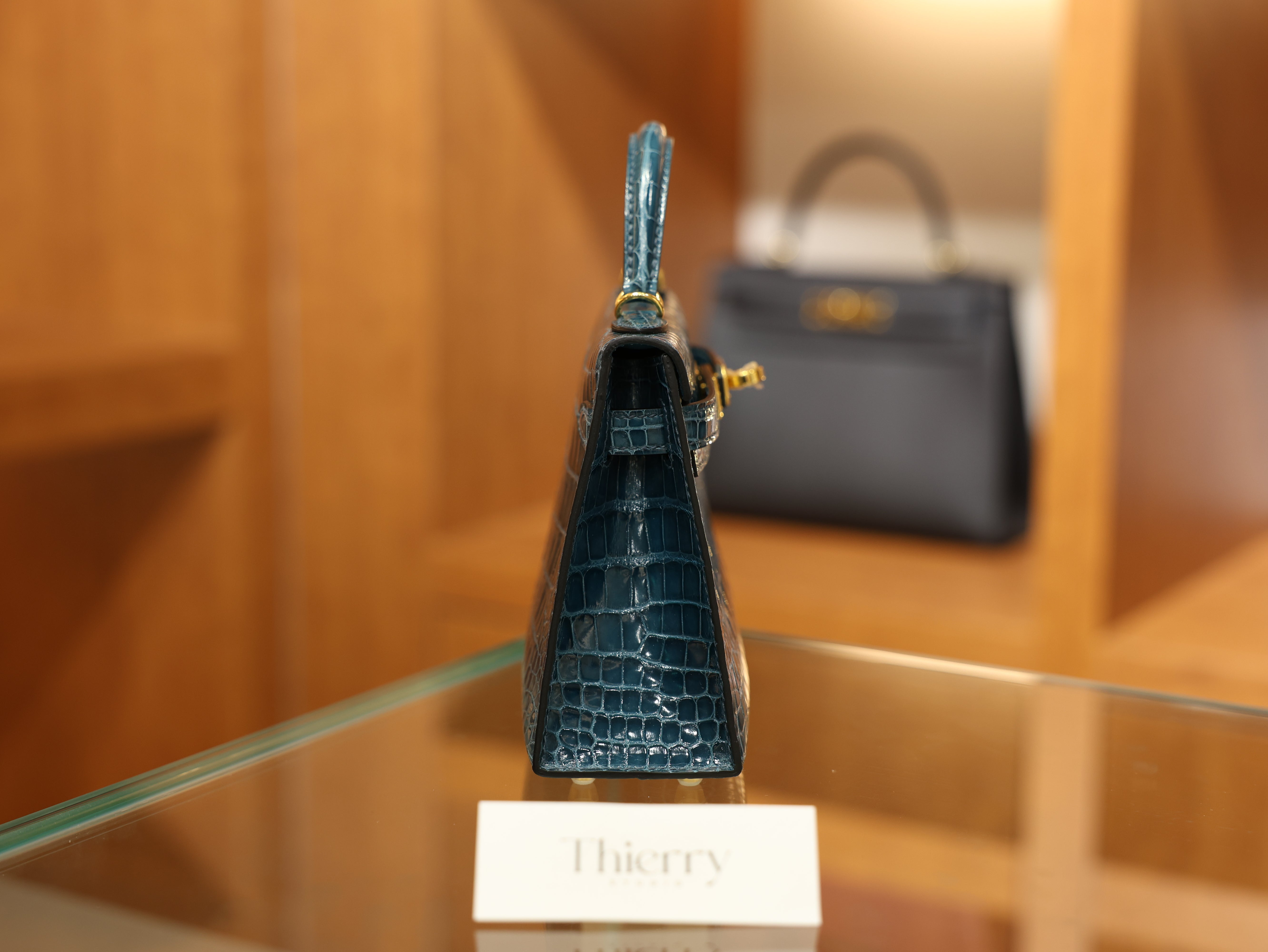 Kelly mini 2 shiny alligator vert bosphore GHW