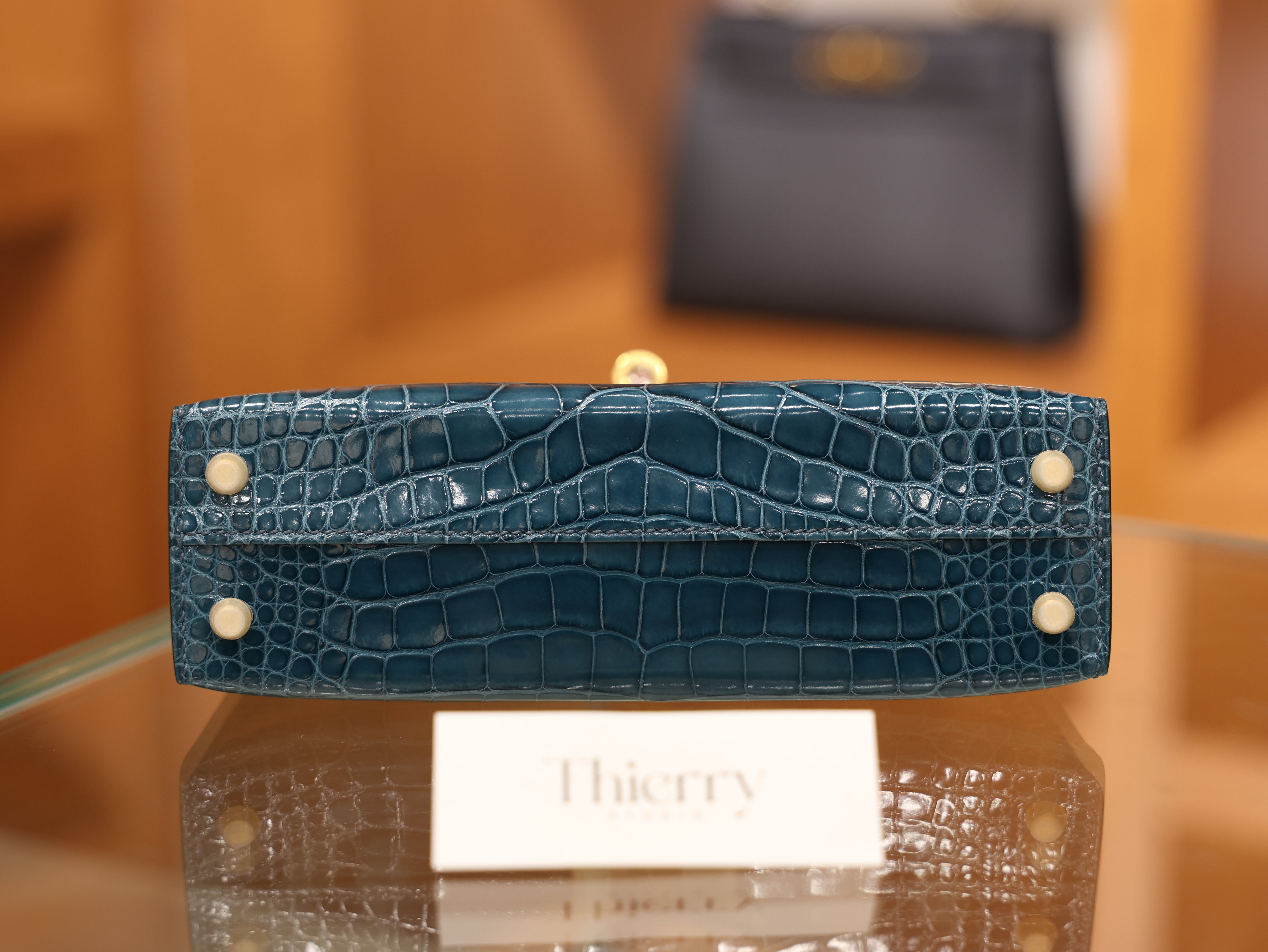 Kelly mini 2 shiny alligator vert bosphore GHW