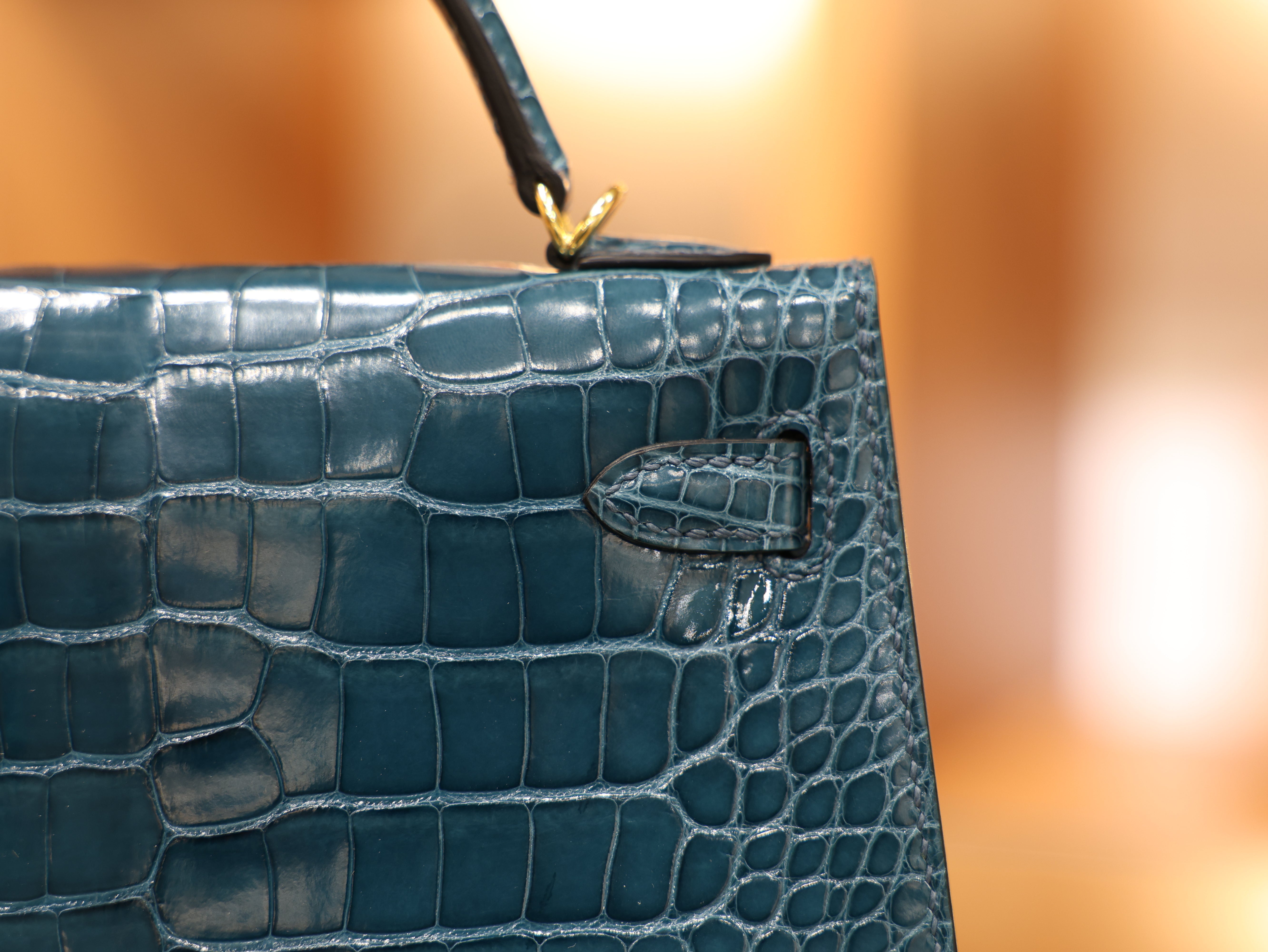 Kelly mini 2 shiny alligator vert bosphore GHW