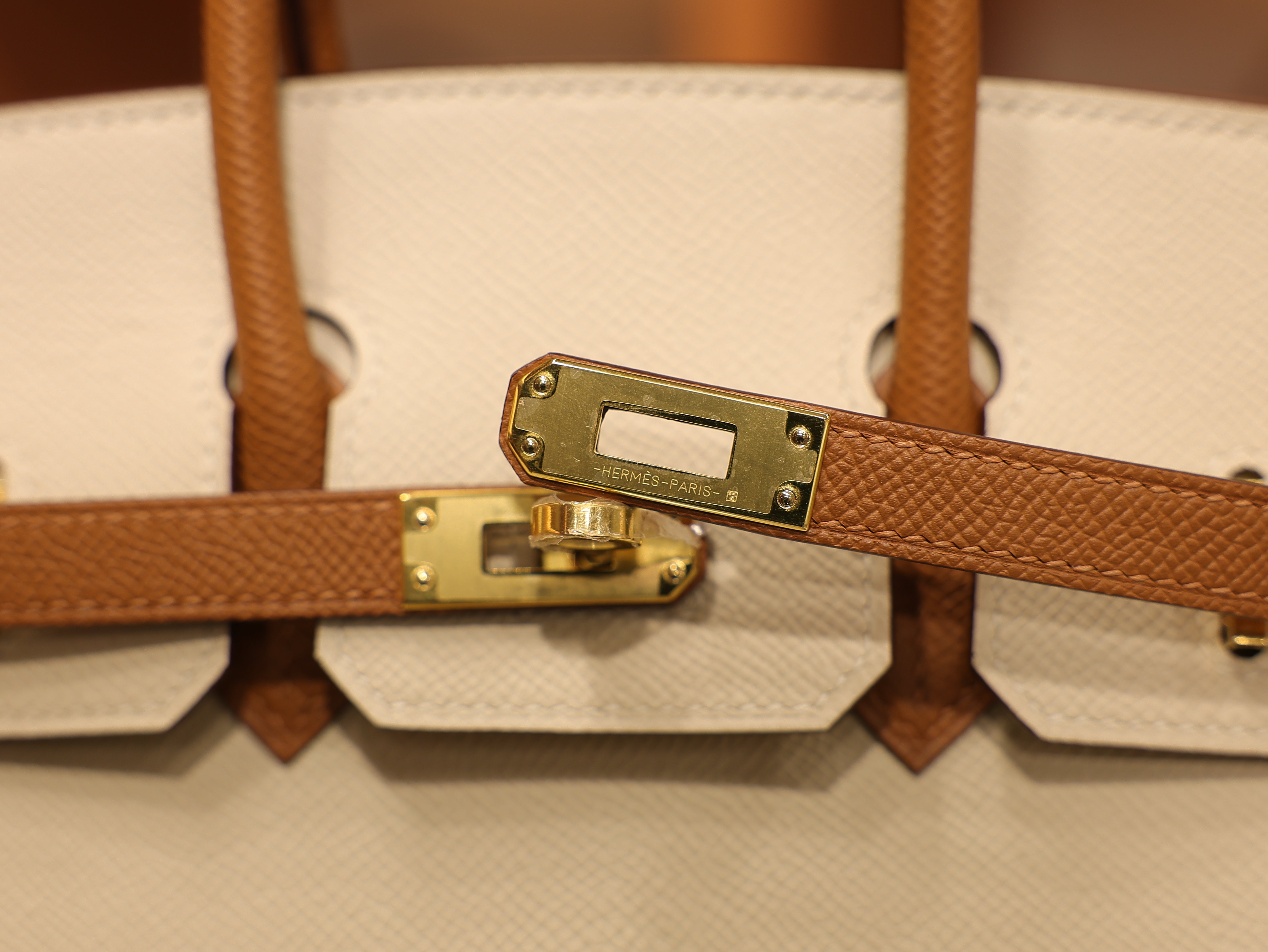 Birkin 25 epsom sellier craie & gold GHW (HSS)