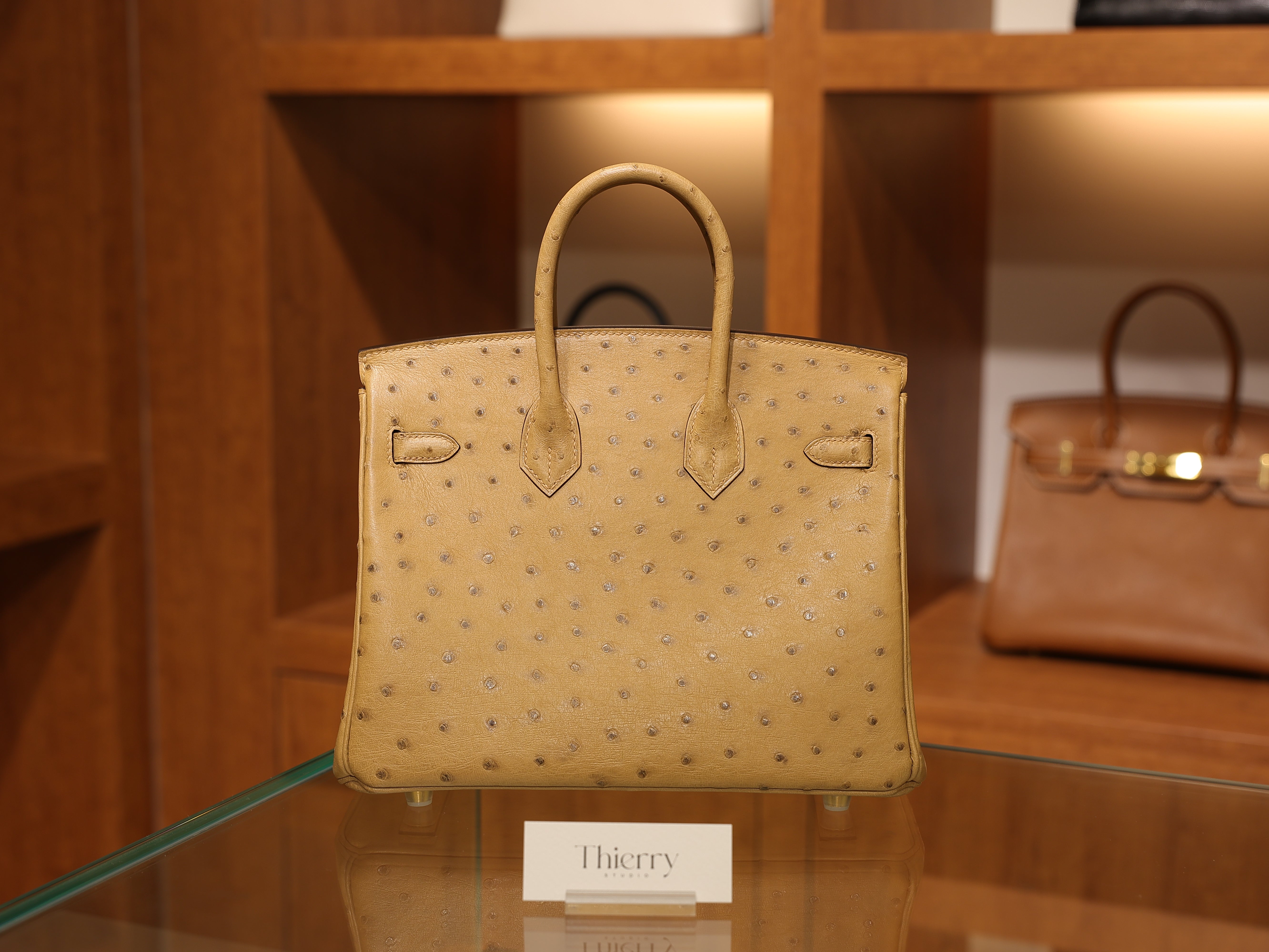 Birkin 25 ostrich chai GHW