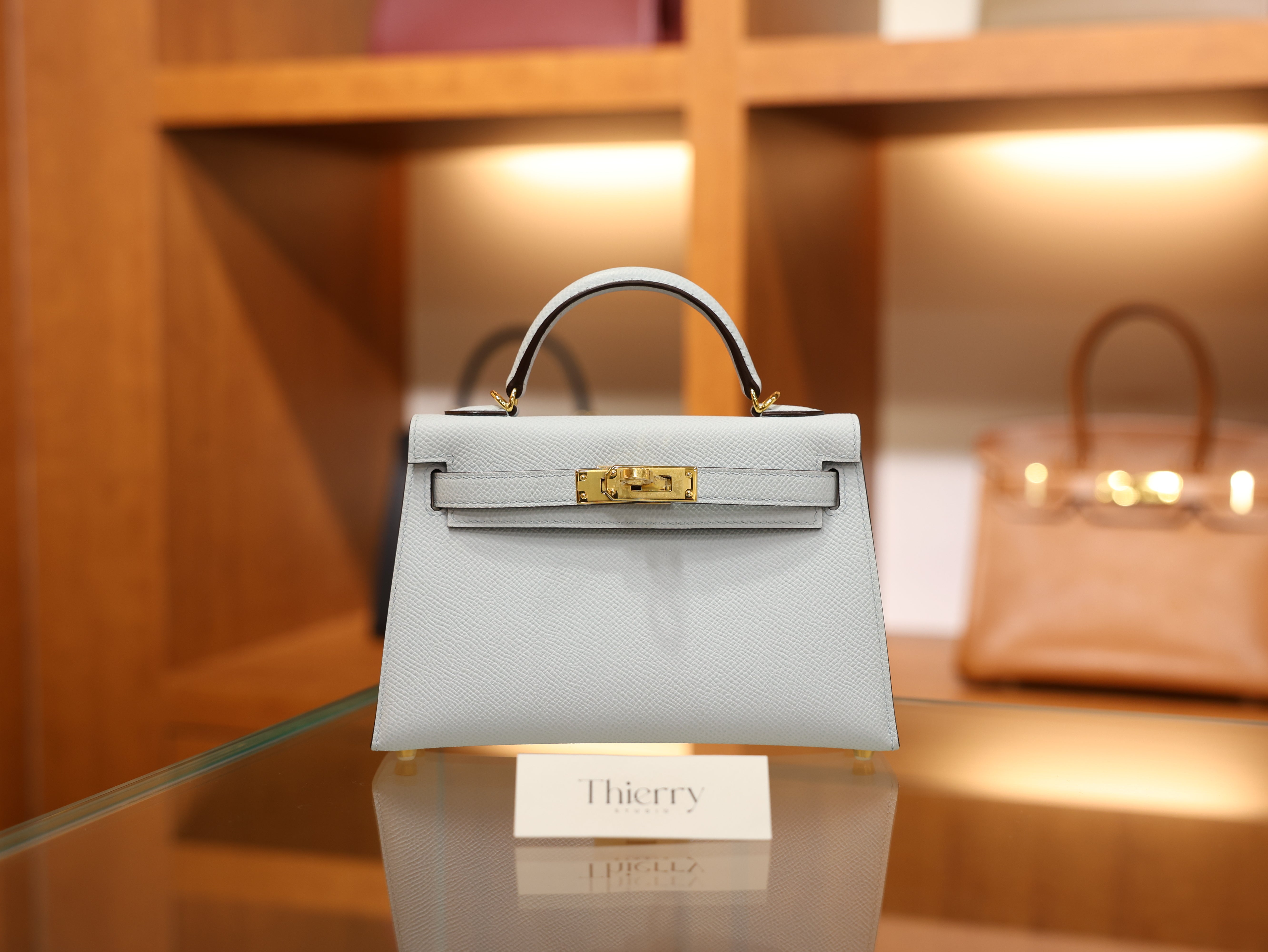 Kelly mini 2 epsom Bleu Brume GHW