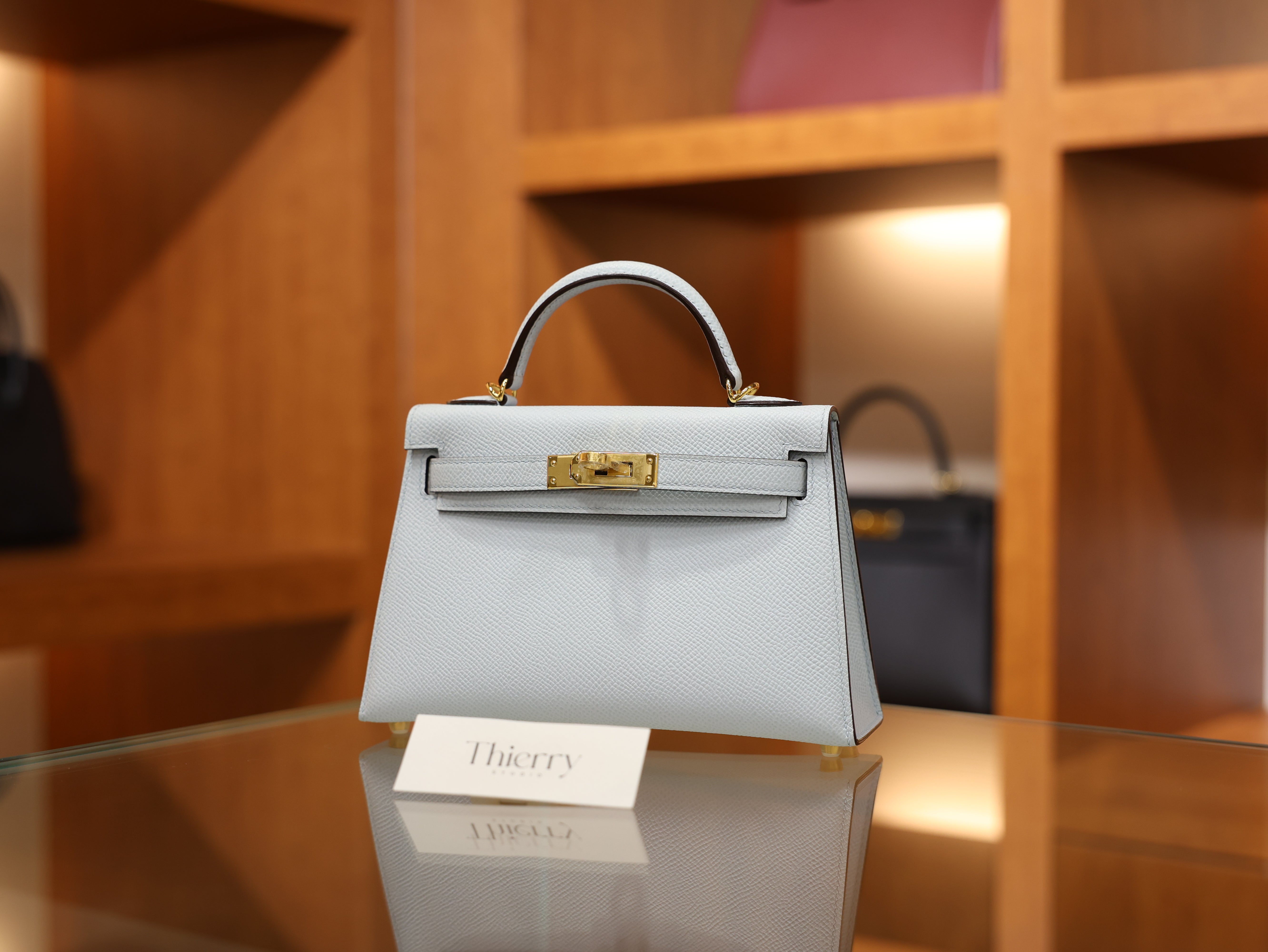 Kelly mini 2 epsom Bleu Brume GHW