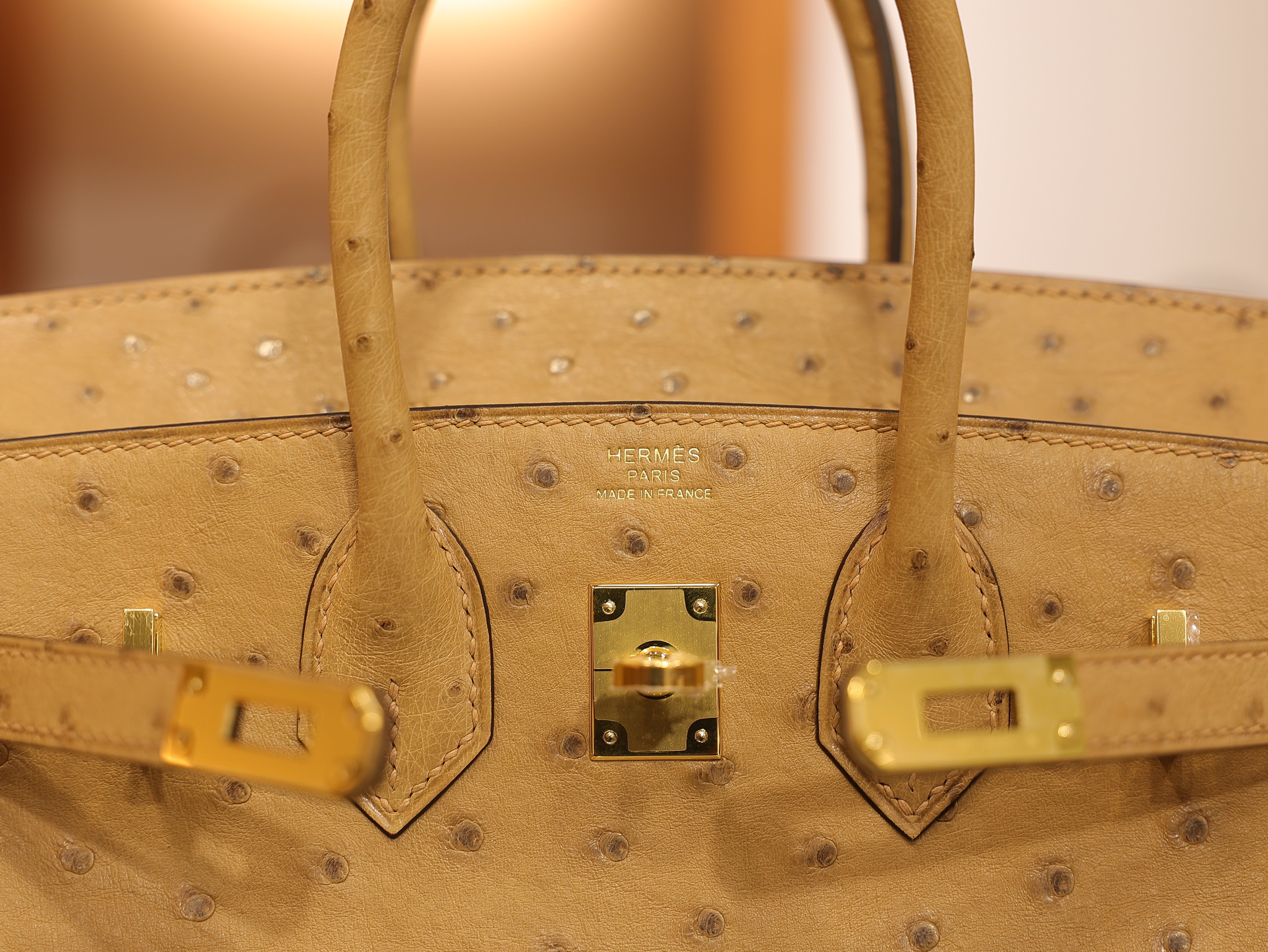Birkin 25 ostrich chai GHW