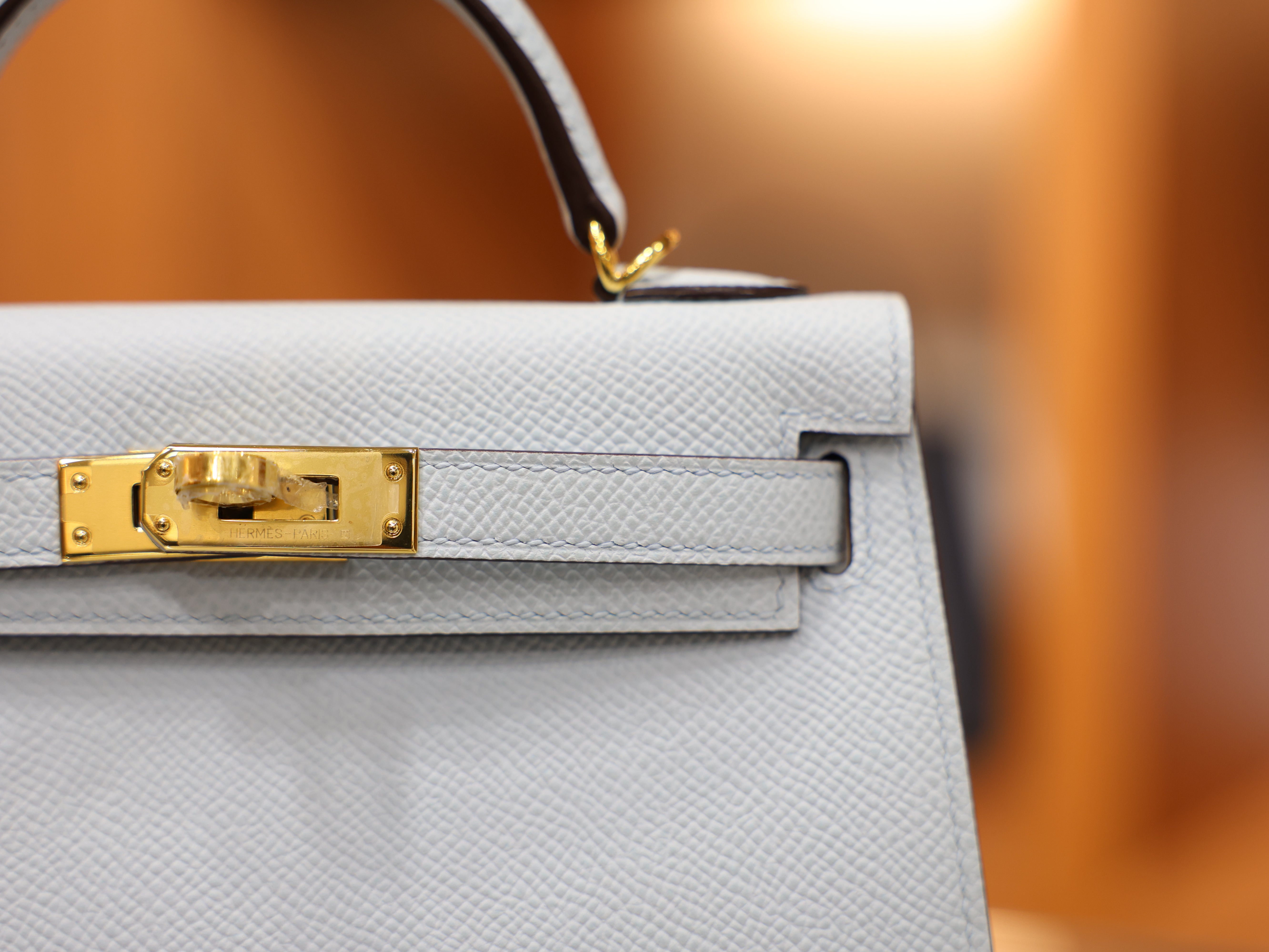 Kelly mini 2 epsom Bleu Brume GHW