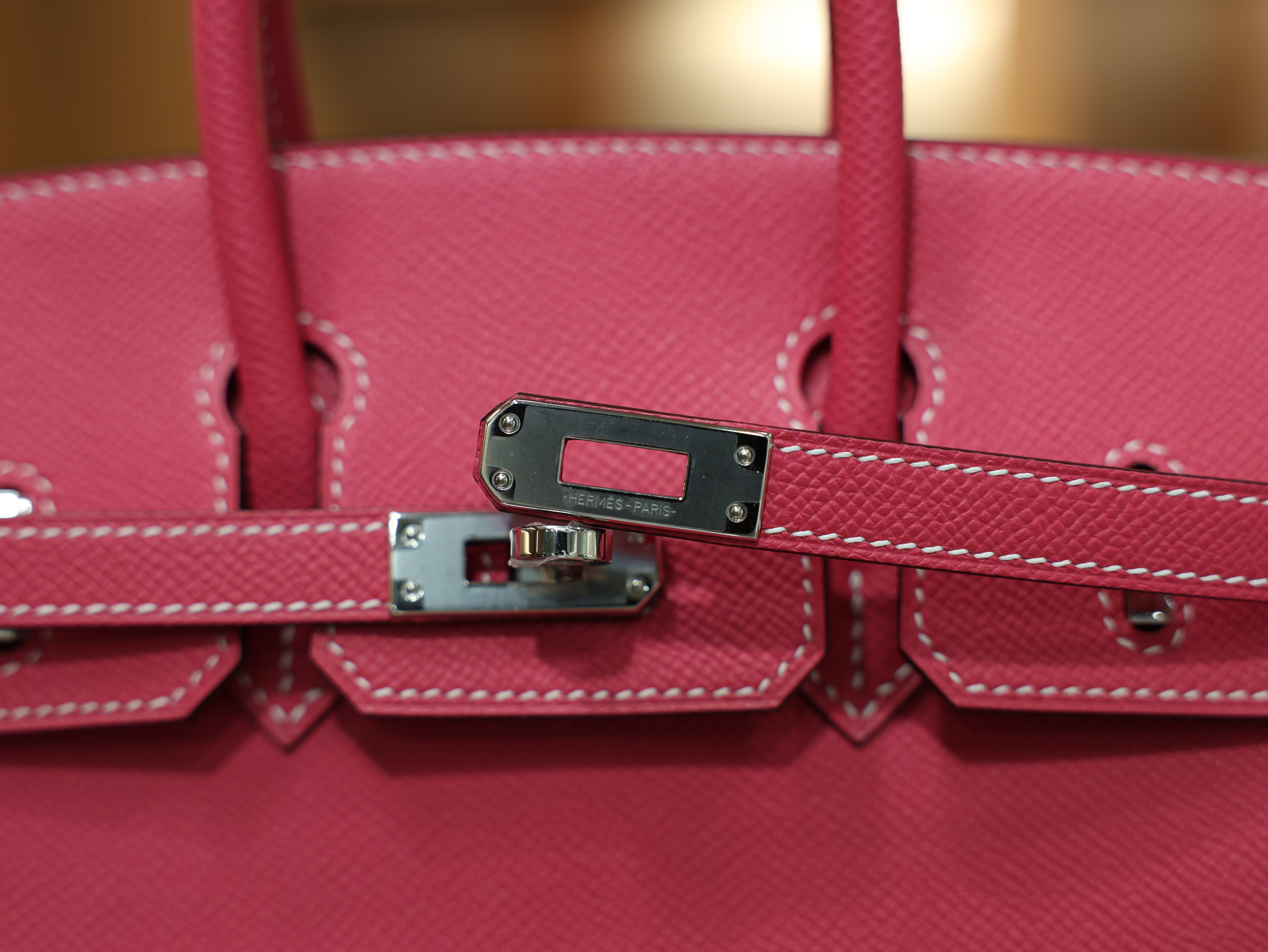 Birkin 25 epsom retourne rose tyrien PHW