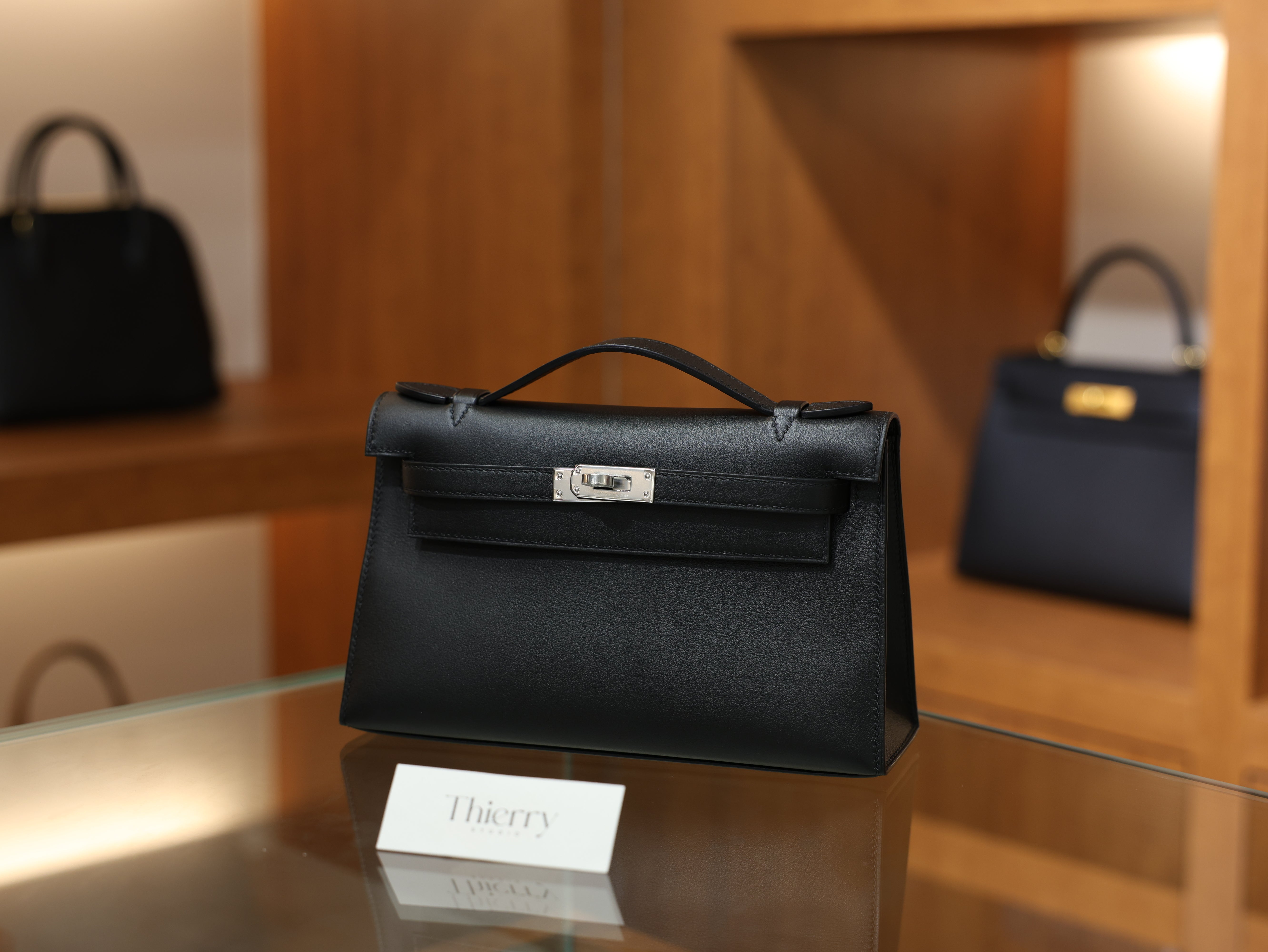 Kelly pochette swift black PHW