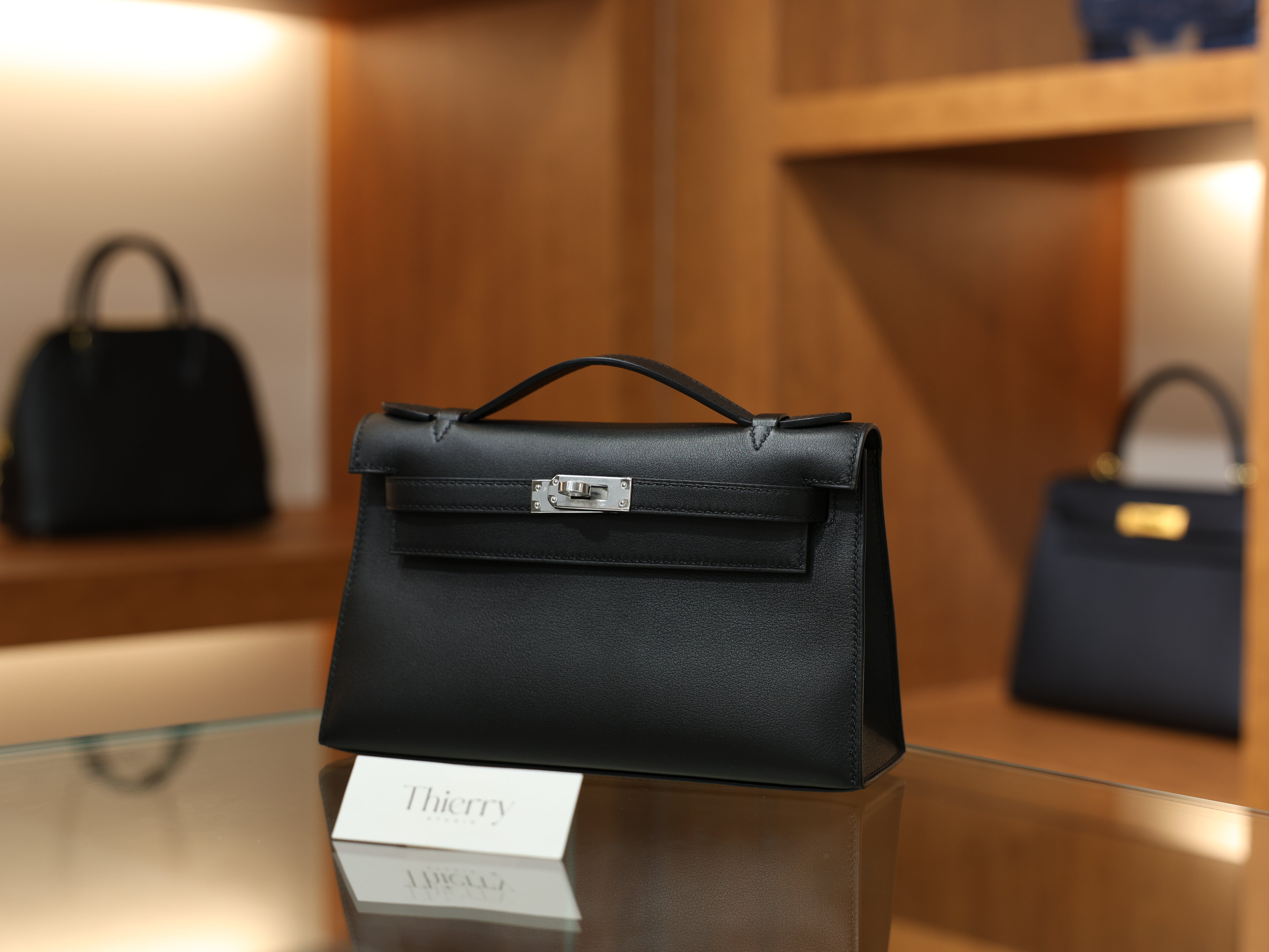 Kelly pochette swift black PHW