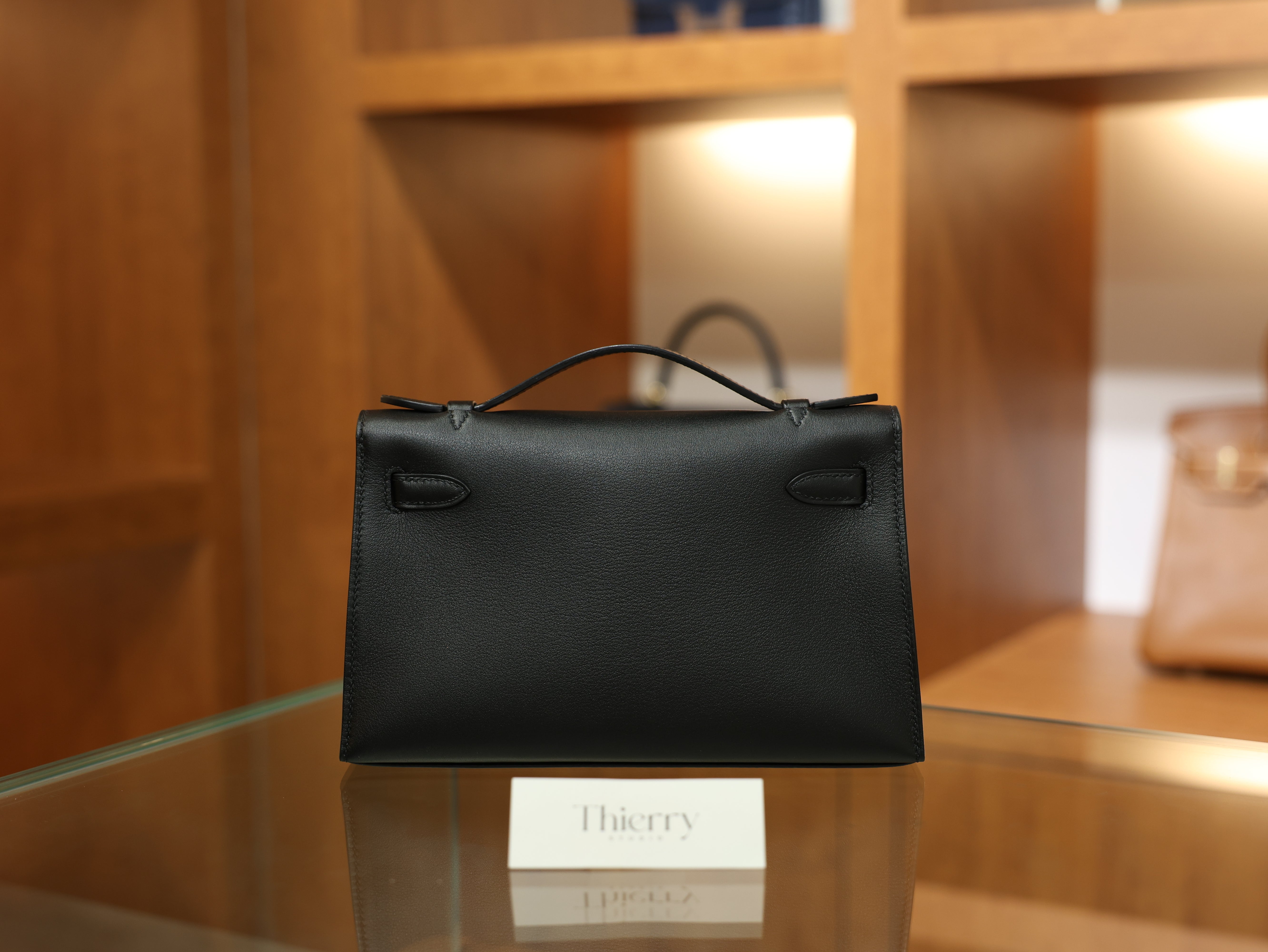 Kelly pochette swift black PHW