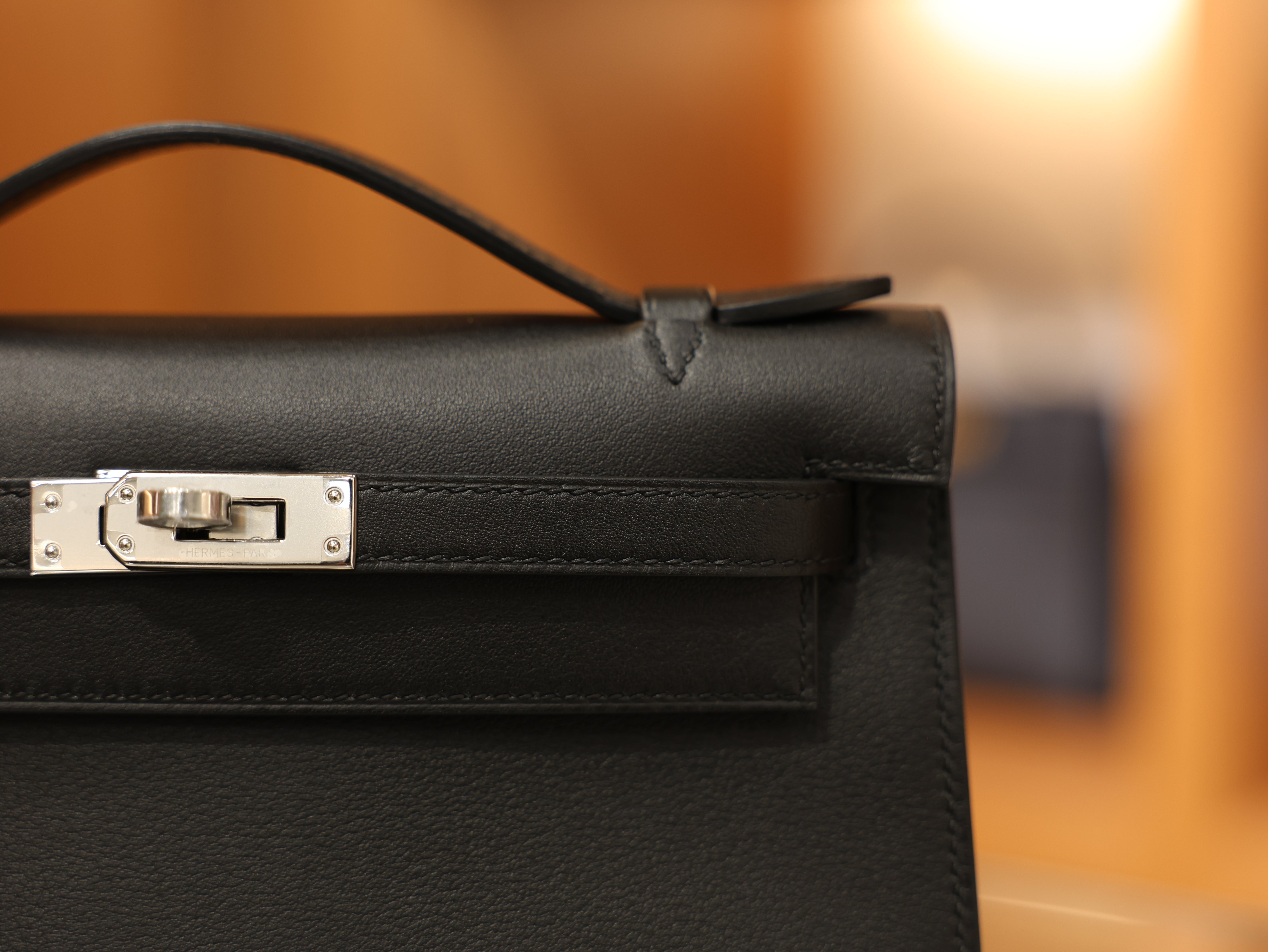 Kelly pochette swift black PHW