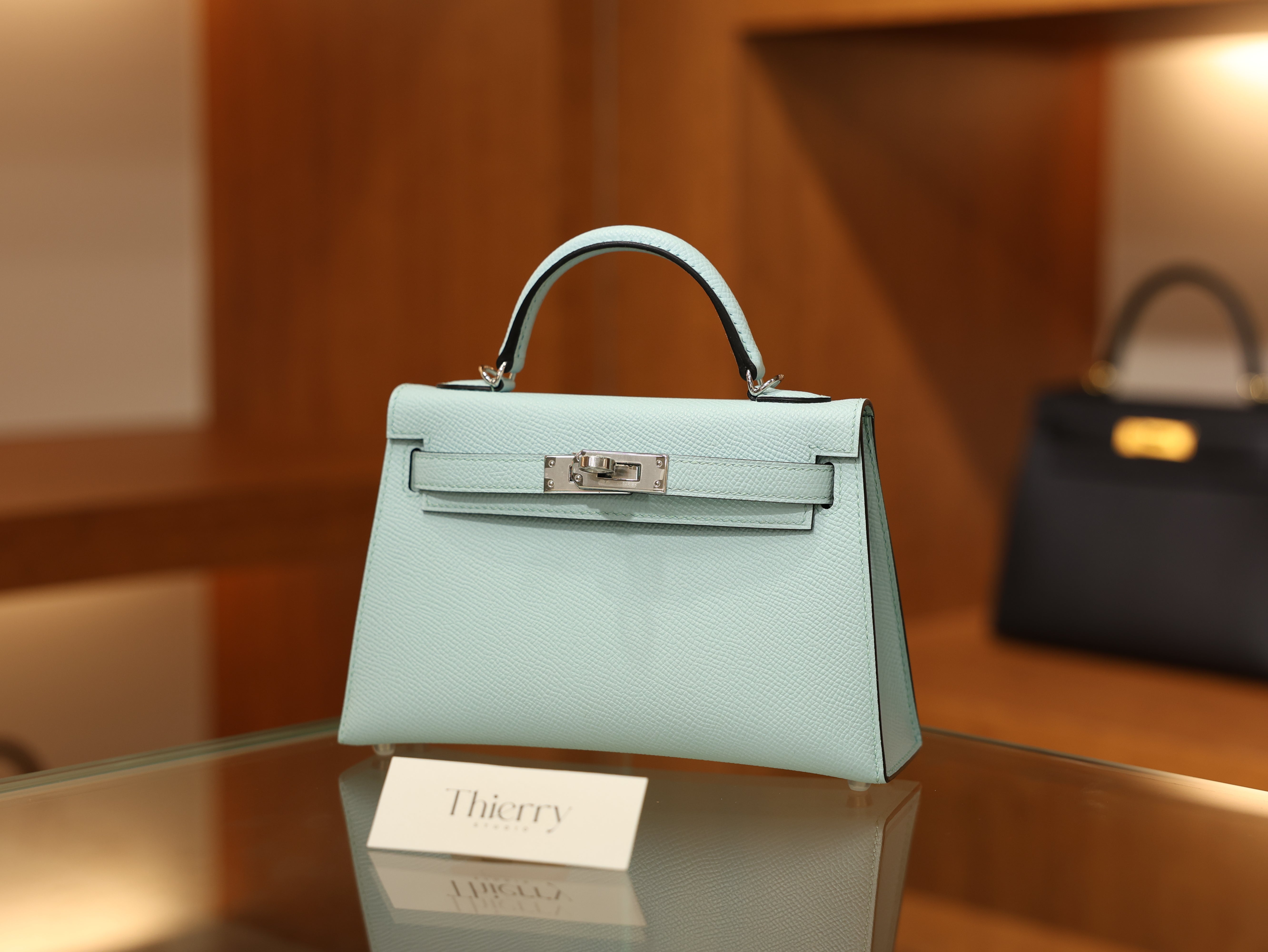 Kelly mini 2 epsom blue brume PHW
