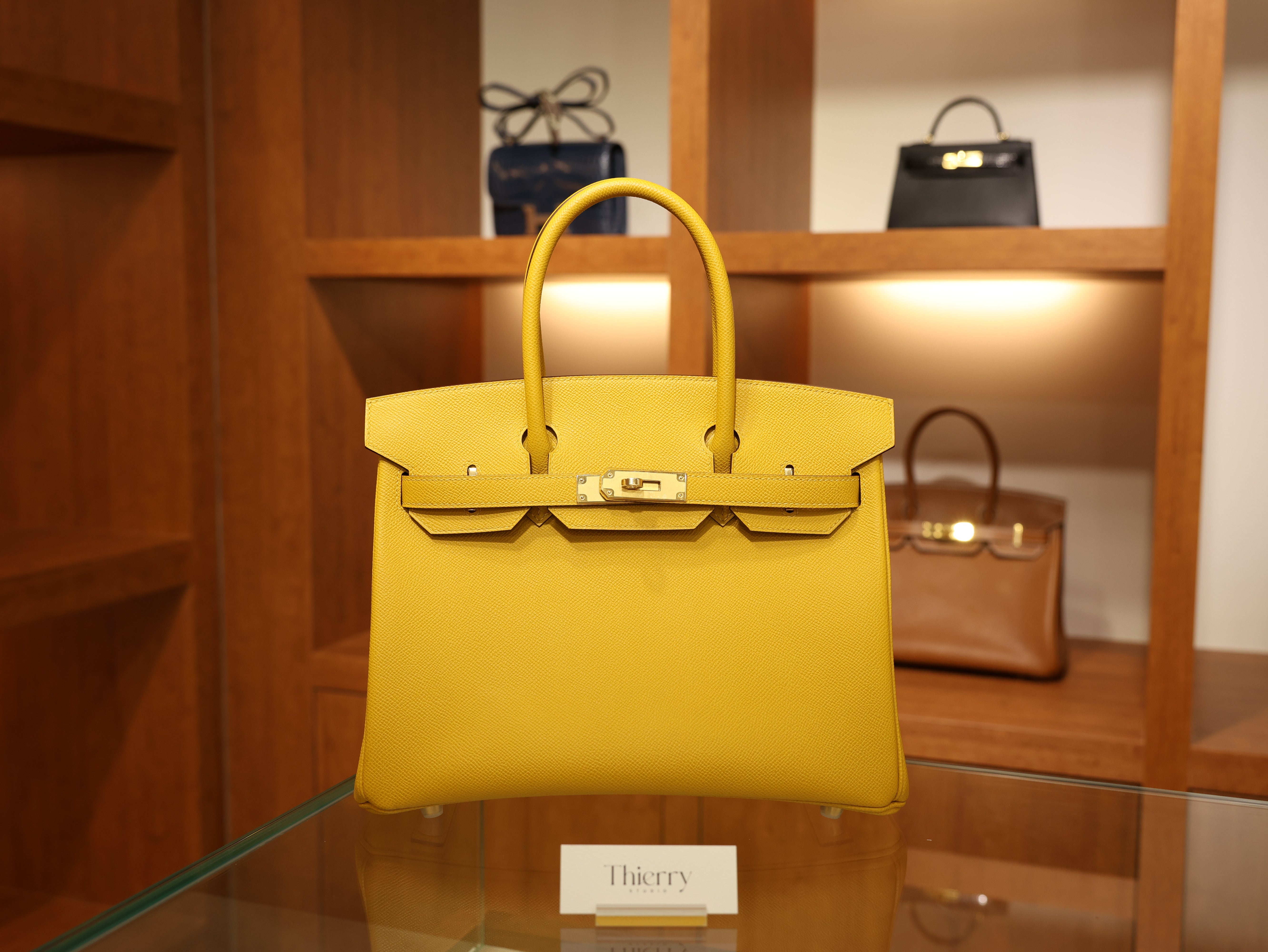 Birkin 30 epsom retourne jaune ambre GHW