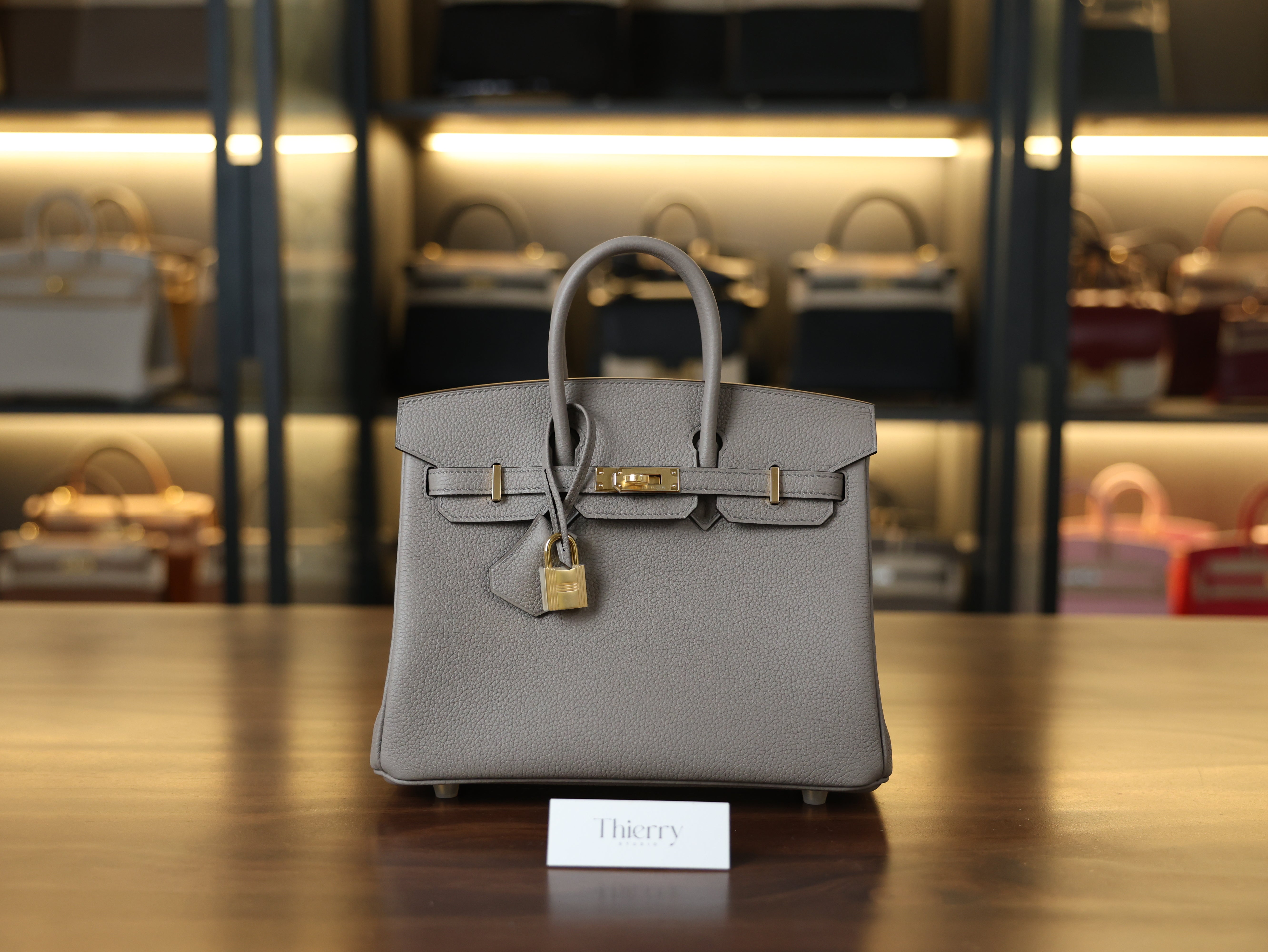 Birkin 25 togo gris asphalte GHW