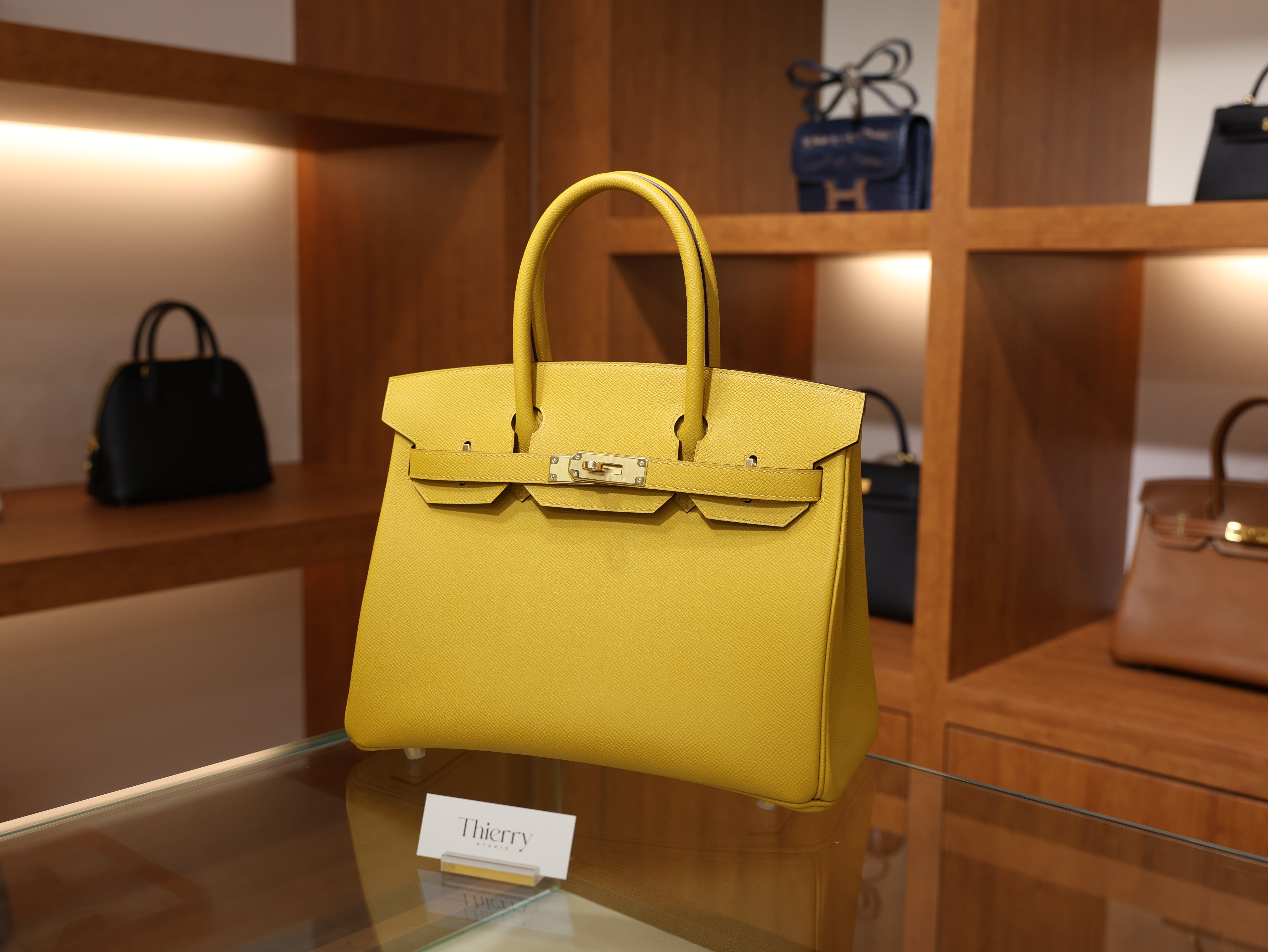 Birkin 30 epsom retourne jaune ambre GHW