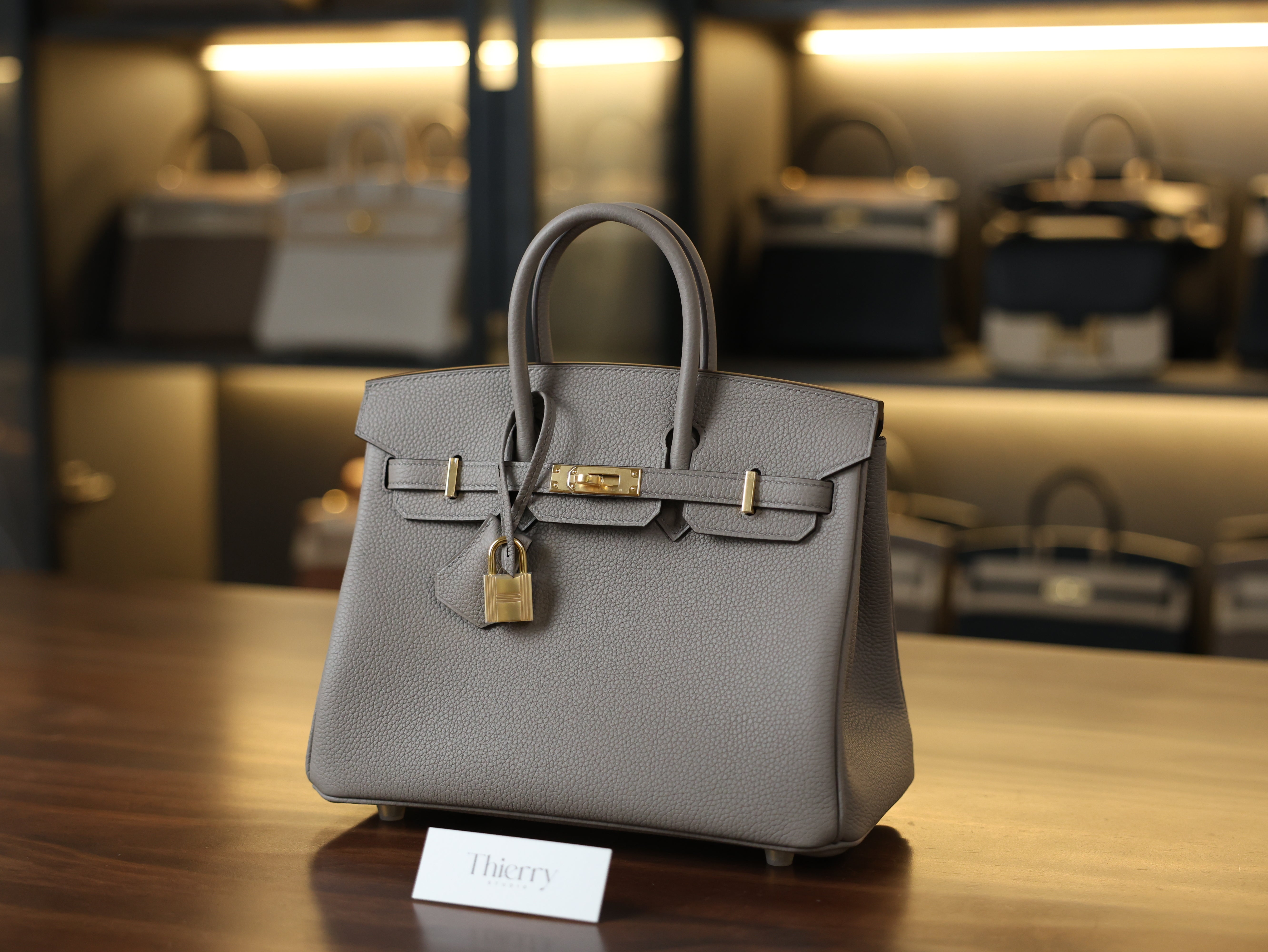 Birkin 25 togo gris asphalte GHW