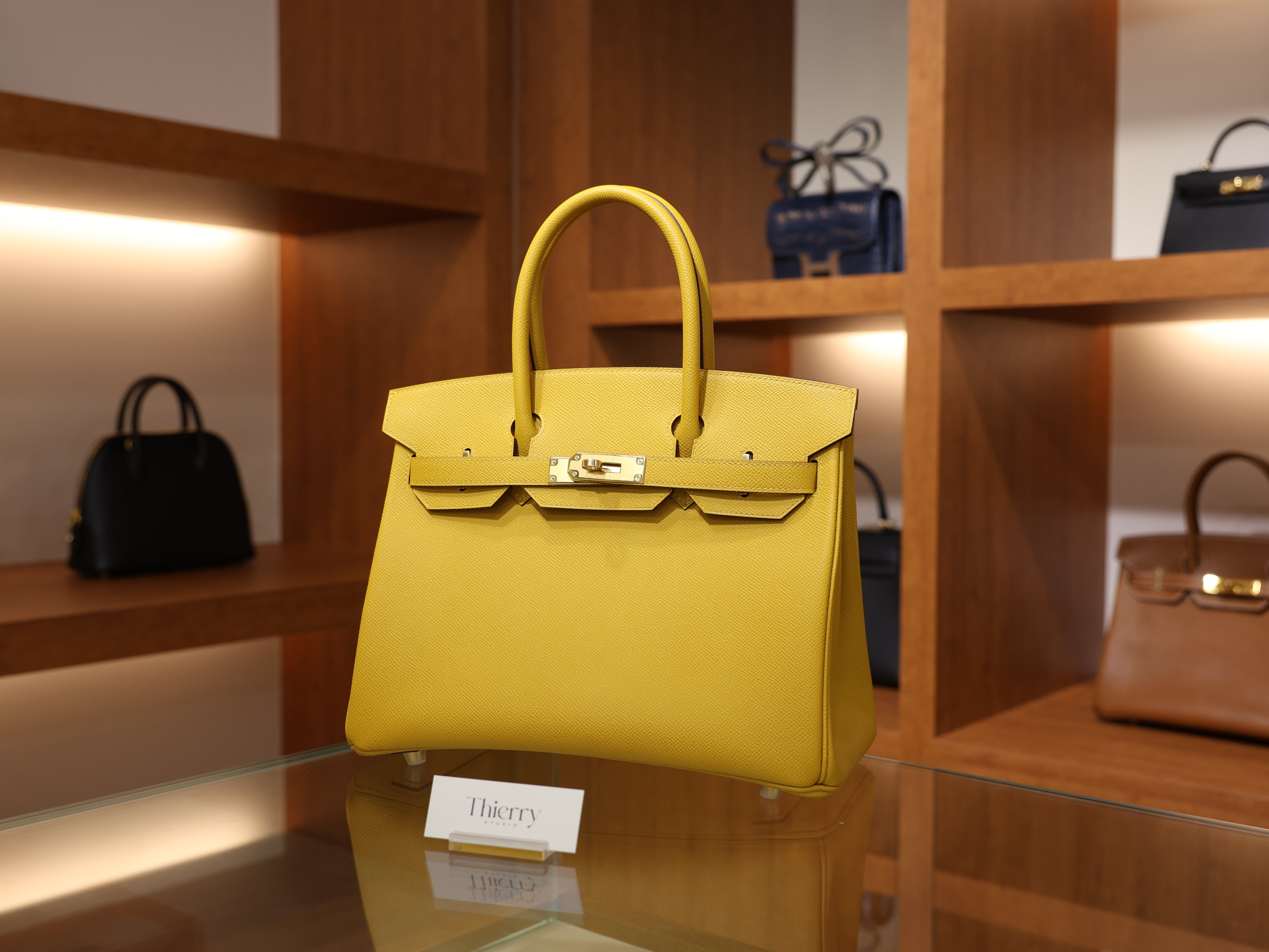 Birkin 30 epsom retourne jaune ambre GHW