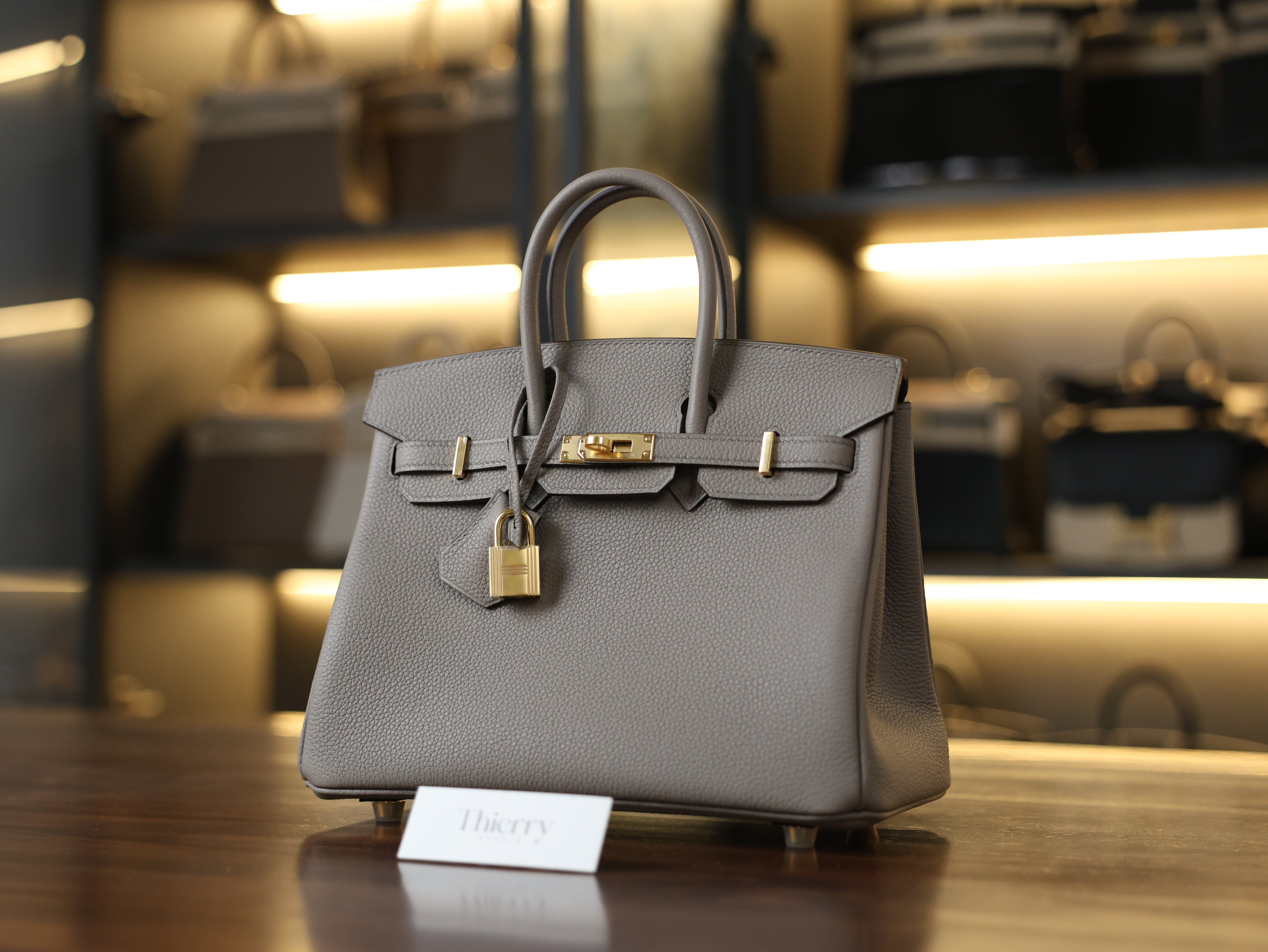 Birkin 25 togo gris asphalte GHW