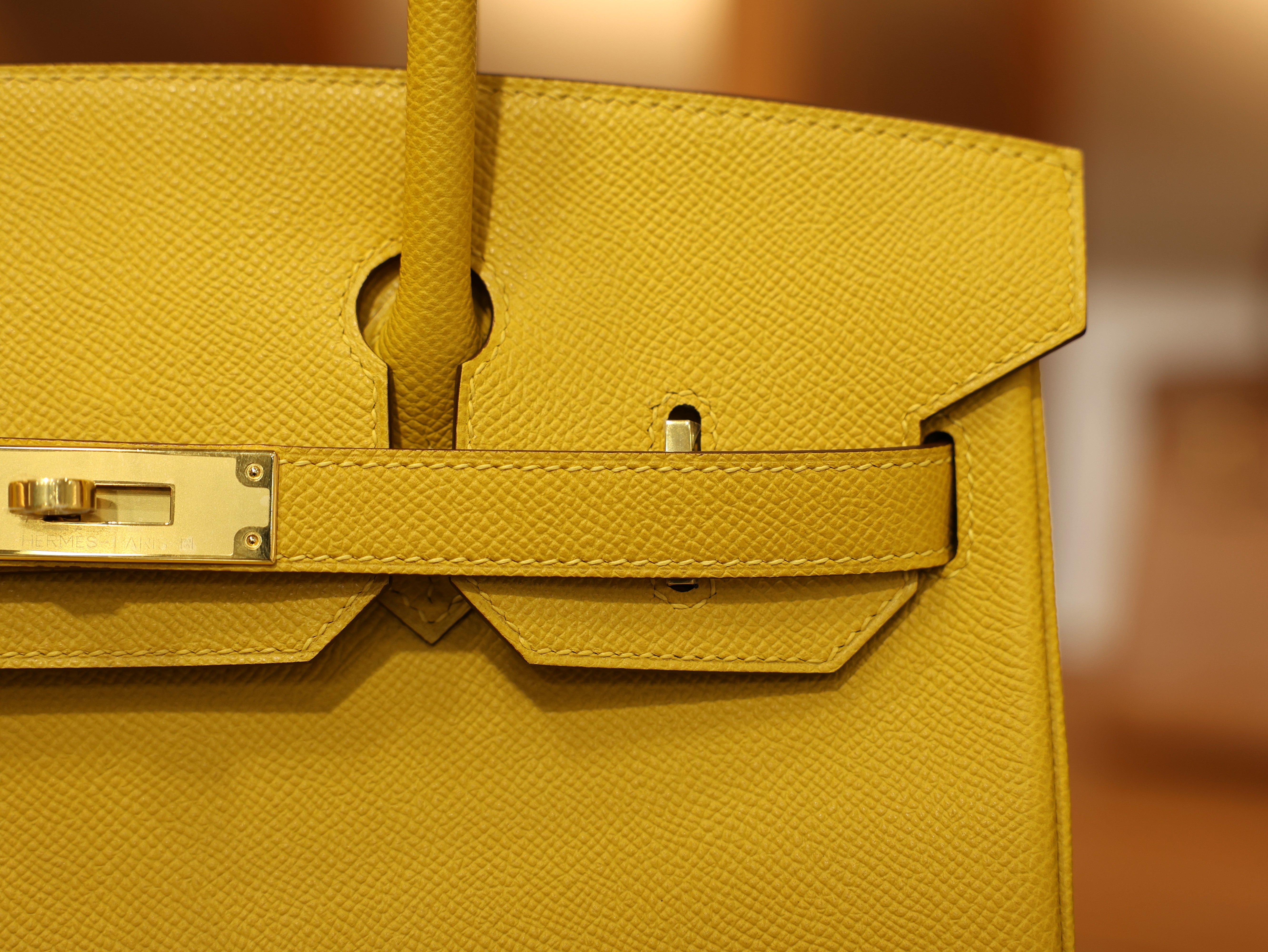 Birkin 30 epsom retourne jaune ambre GHW
