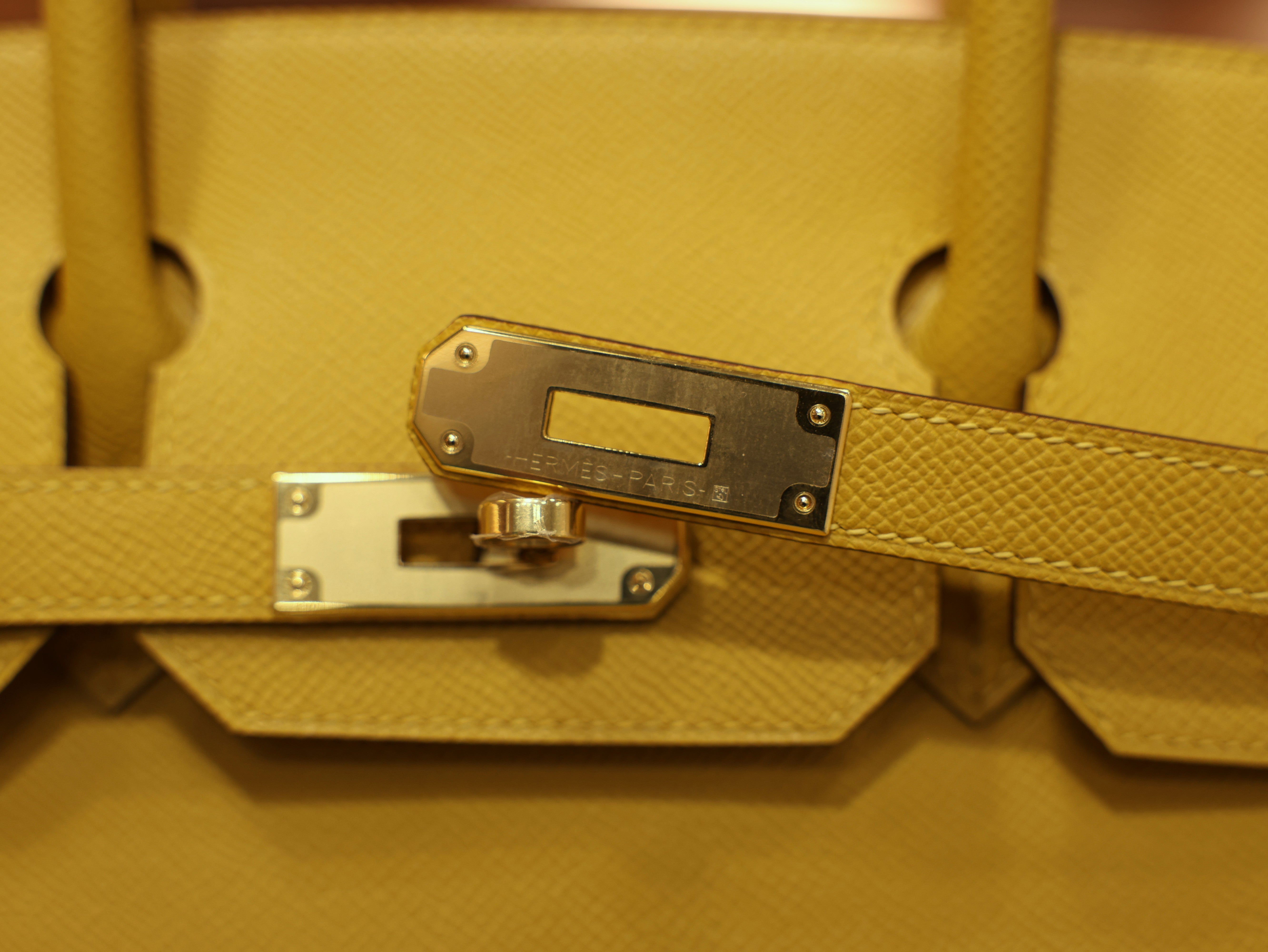 Birkin 30 epsom retourne jaune ambre GHW