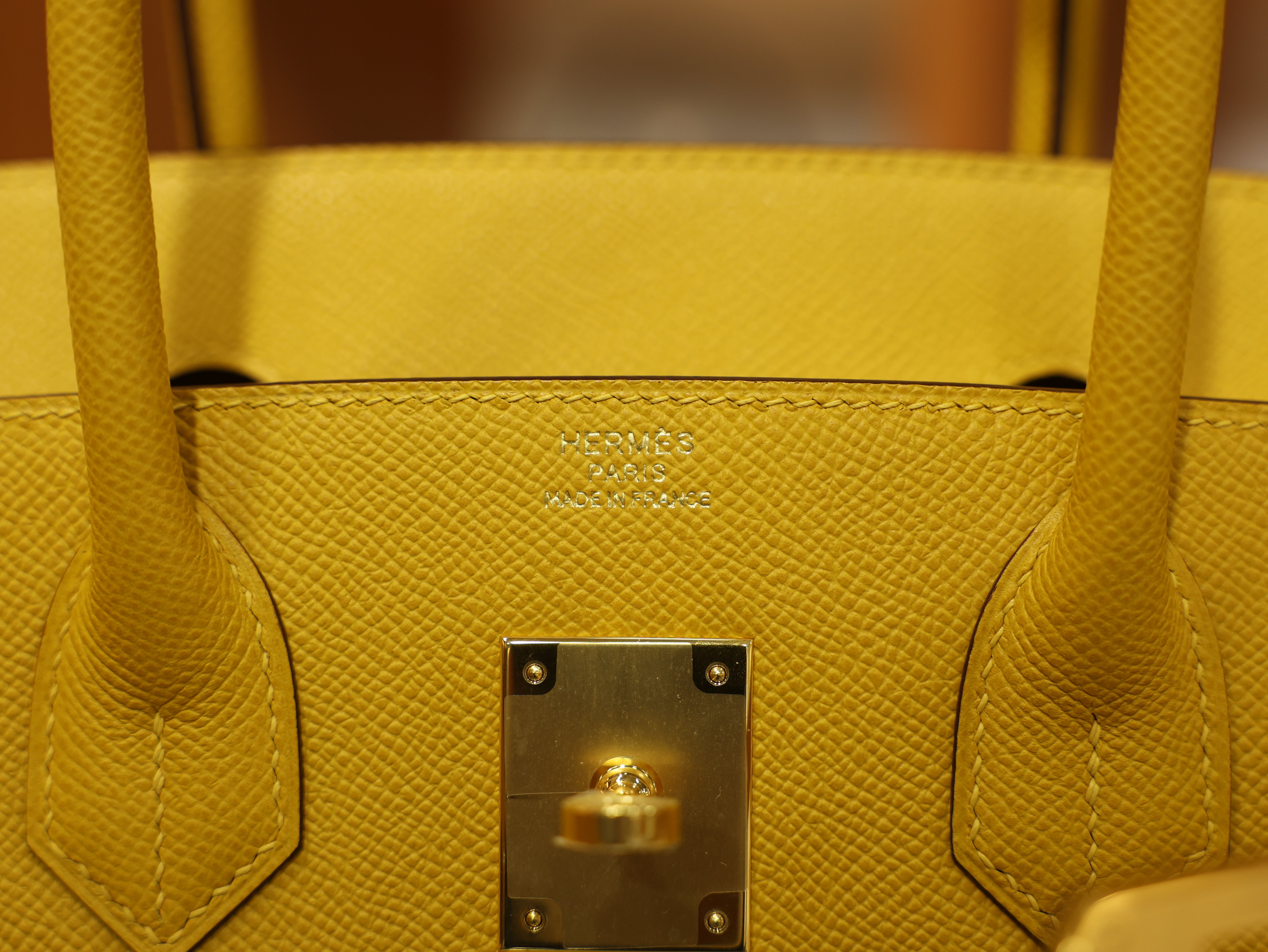 Birkin 30 epsom retourne jaune ambre GHW