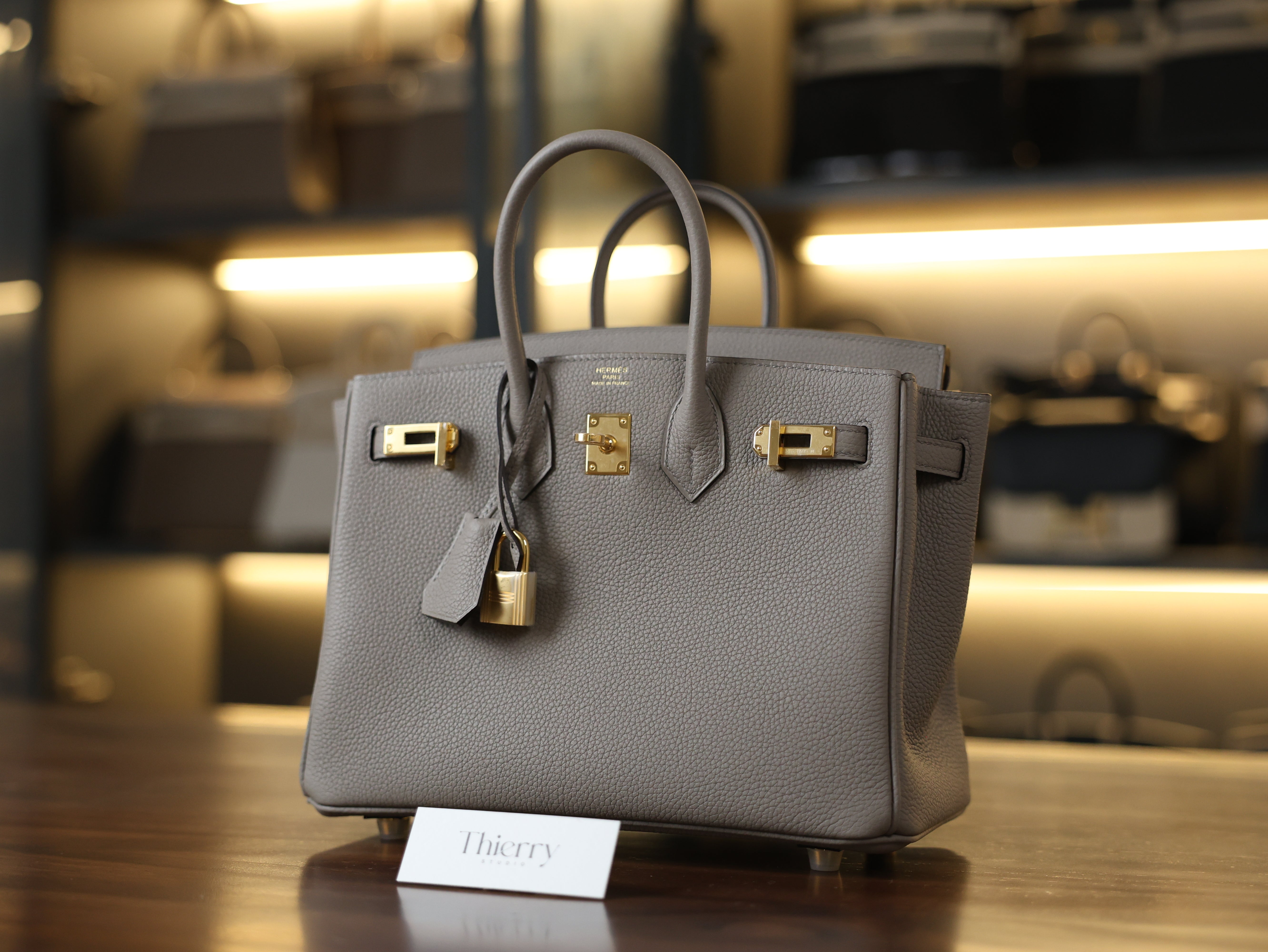 Birkin 25 togo gris asphalte GHW