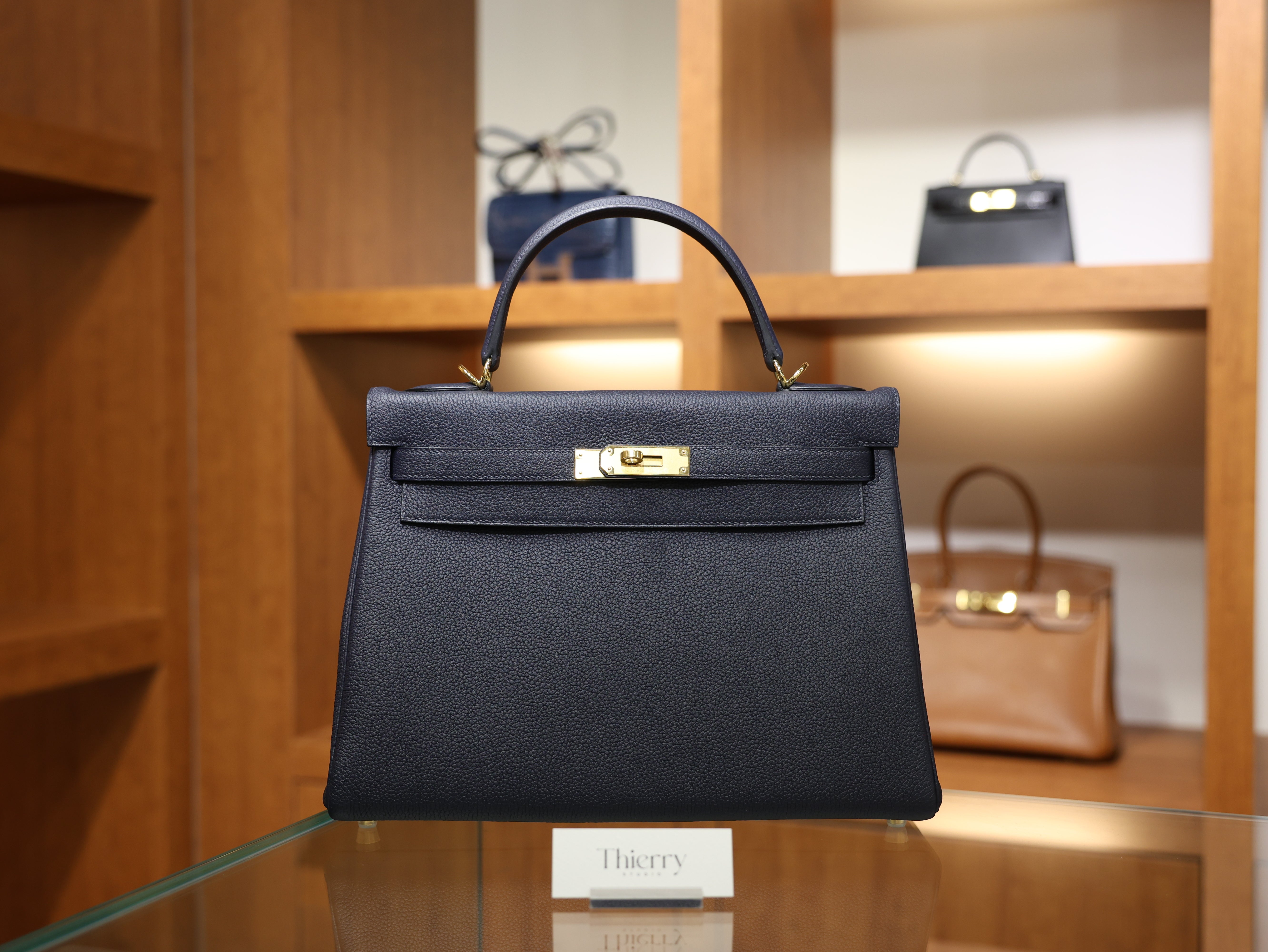 Kelly 32 togo blue nuit GHW