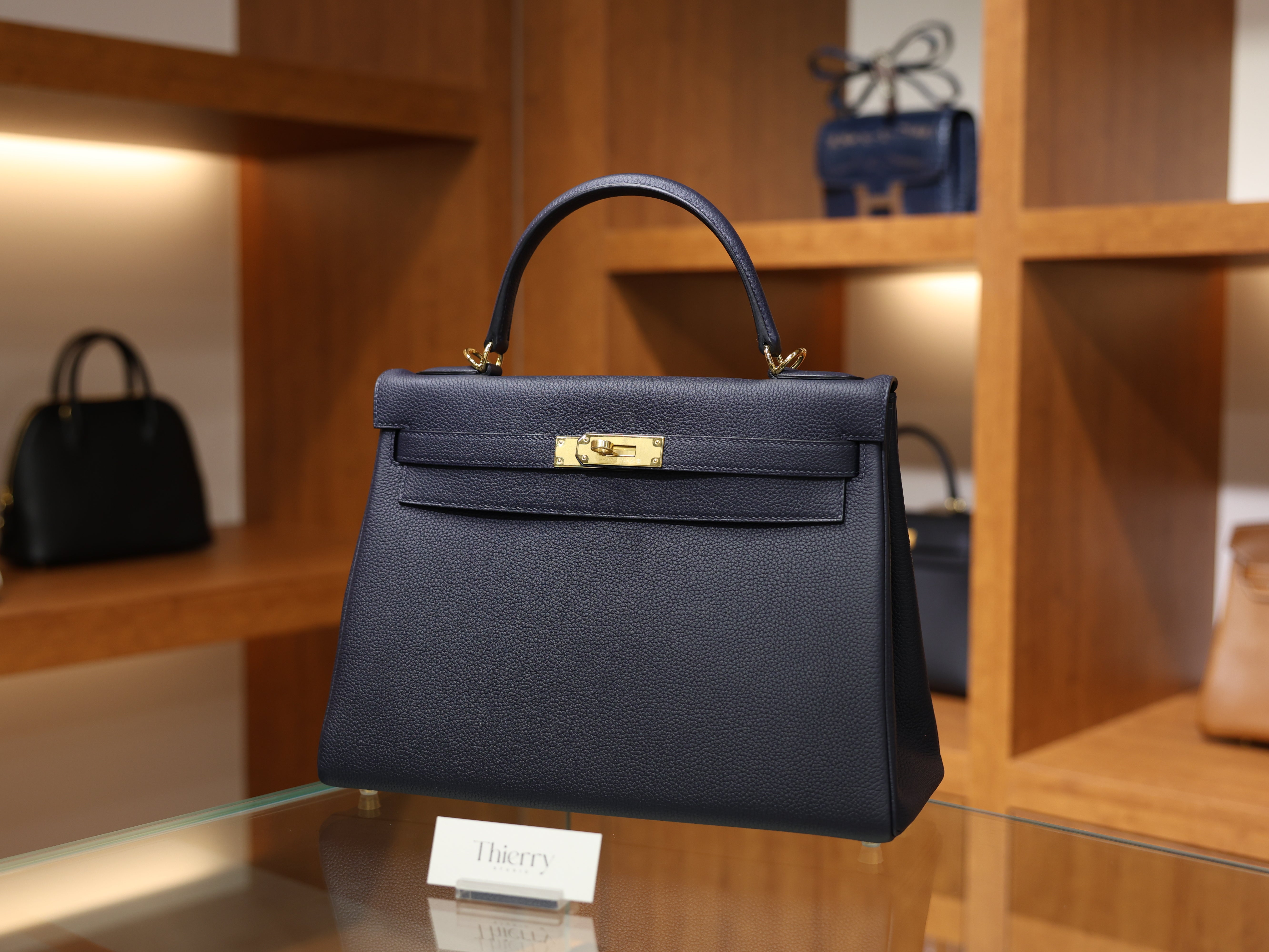 Kelly 32 togo blue nuit GHW