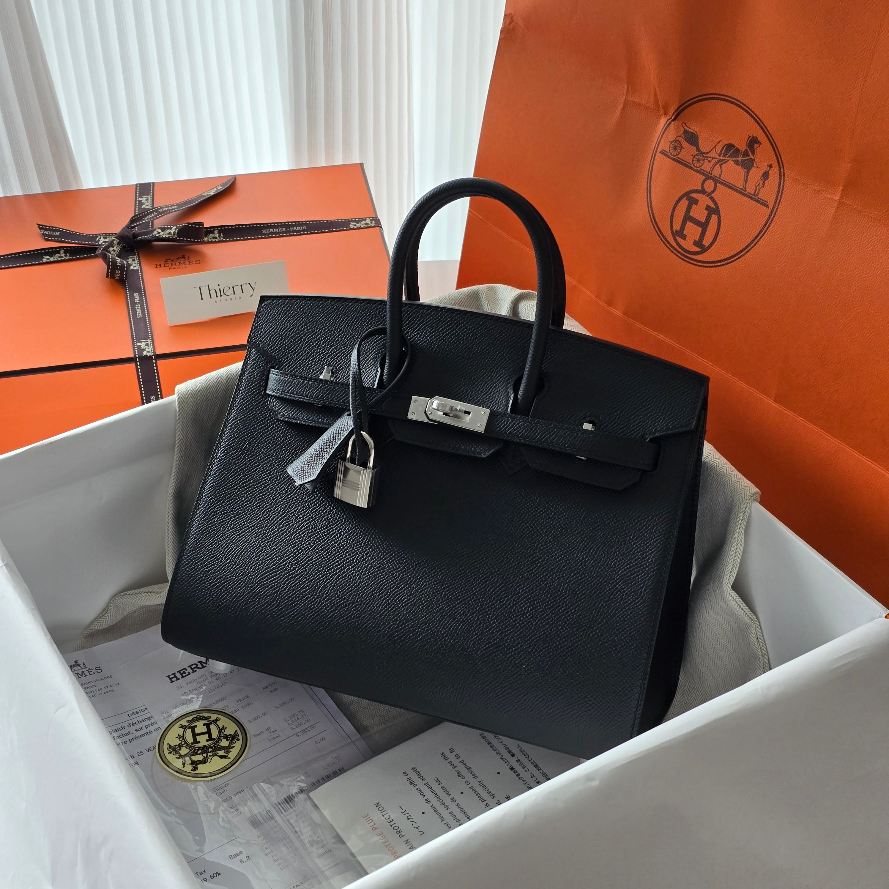 Birkin 25 epsom sellier black PHW