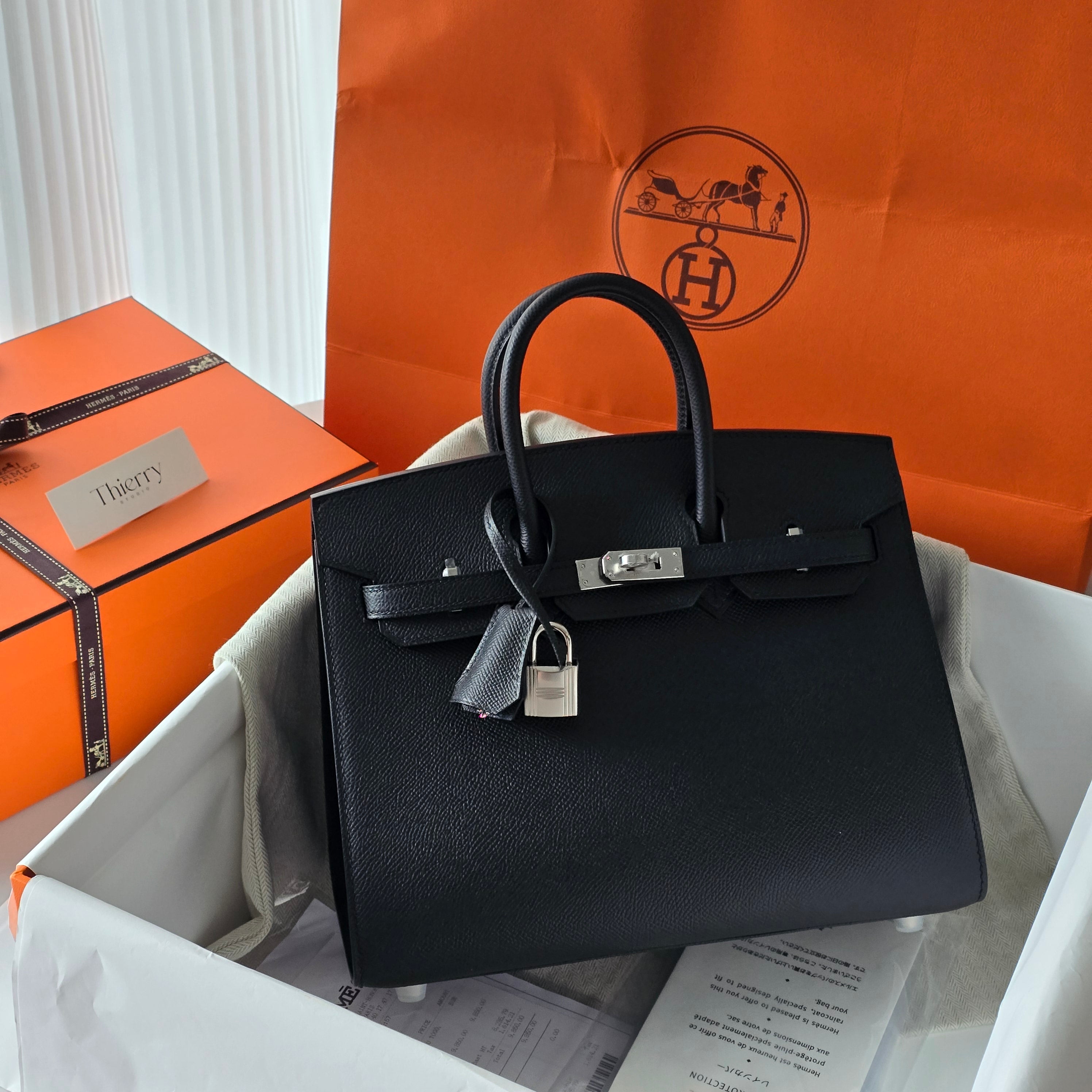 Birkin 25 epsom sellier black PHW